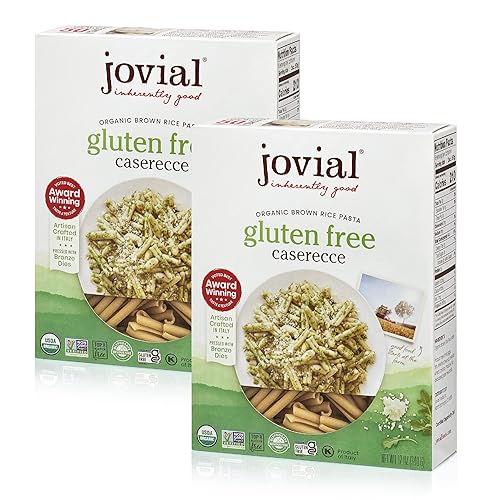Jovial Caserecce - Pasta sin gluten Pasta de caserecce de arroz integral Sin OMG Bajo en carbohidratos Kosher Certificado orgánico USDA