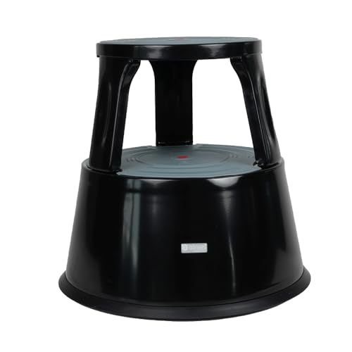 Dönges Tabouret à roulettes en métal noir (marchepied éléphant) - Matériau : tôle d'acier - Charge maximale : 150 kg - Hauteur : env. 425 mm - Diamètre...