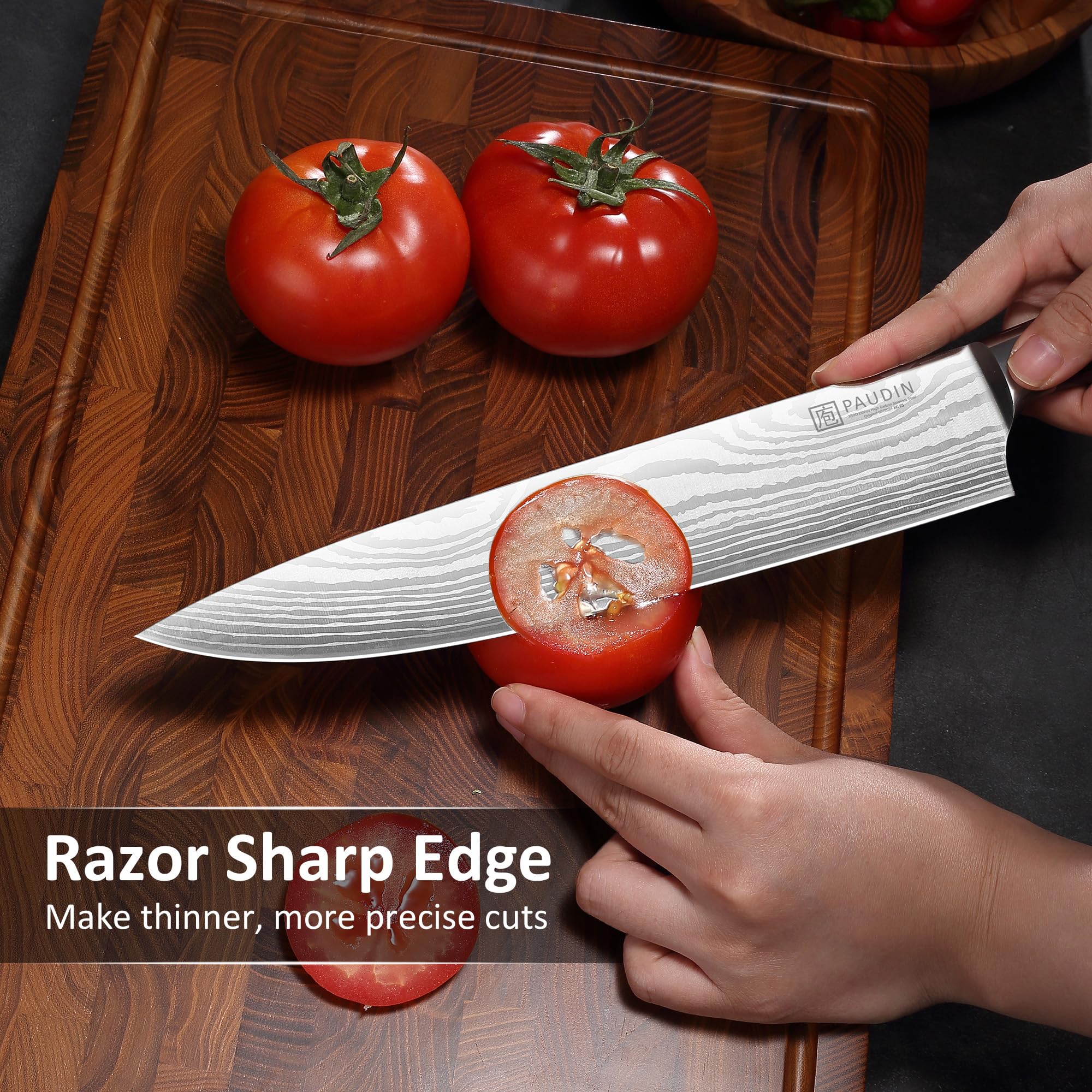 PAUDIN Chef Knife, 10 Inch Meat Knife, Ultra Sharp Kitchen Knives — Amazon image 3