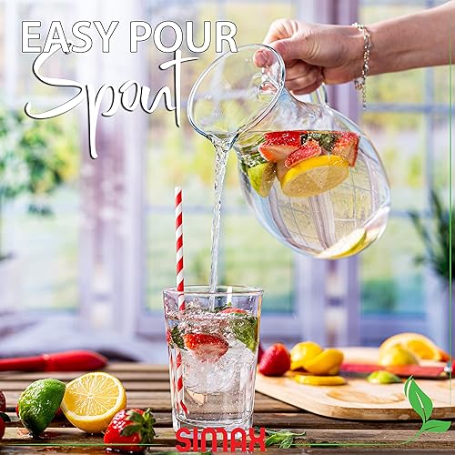 Miniatura 5 de Simax Jarra de vidrio con boquilla, jarras de vidrio de borosilicato de 1.5 cuartos de galón con asa, hechas en Europa para agua, cóctel, margarita,