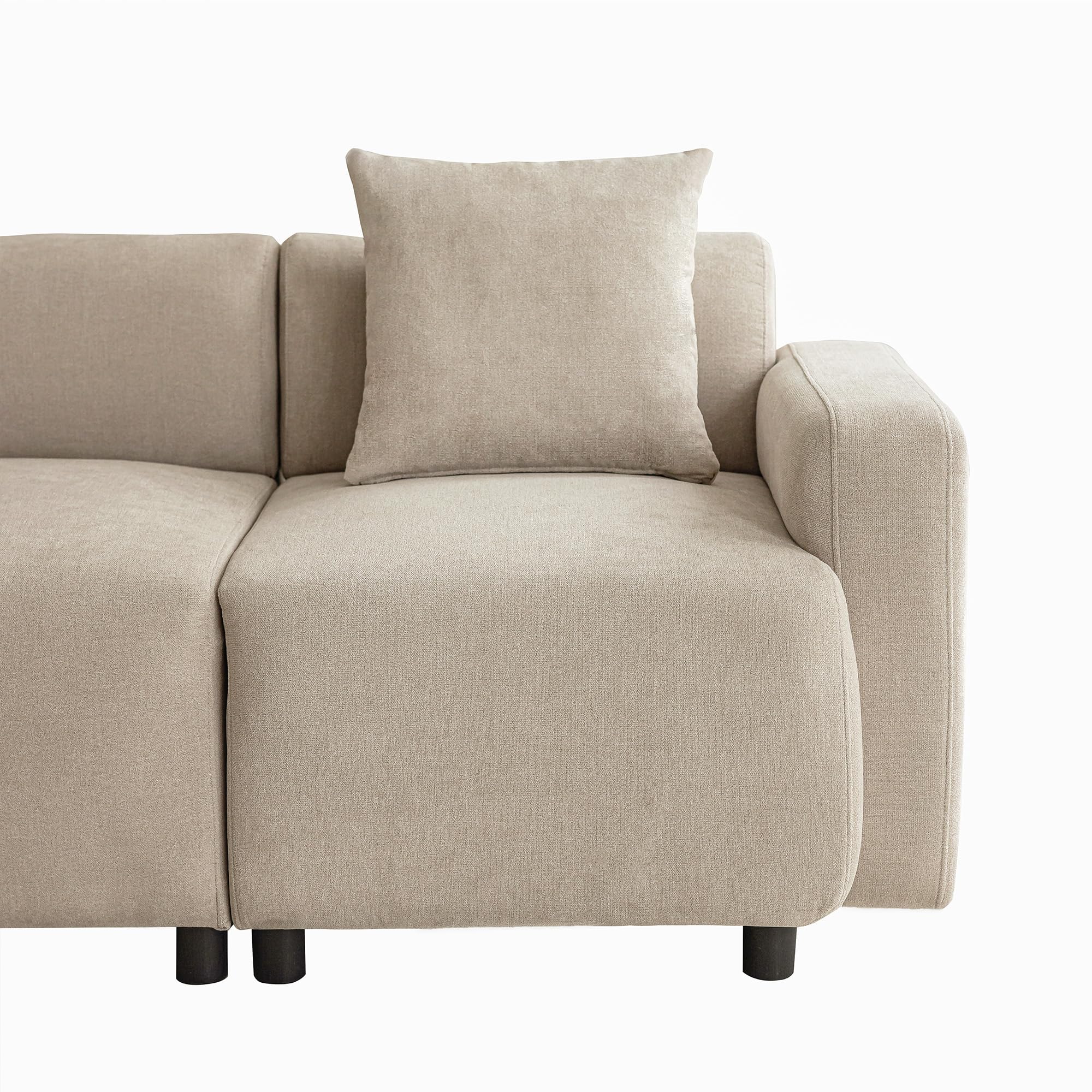 Divano a 3 posti, design moderno, con cuscino decorativo, beige