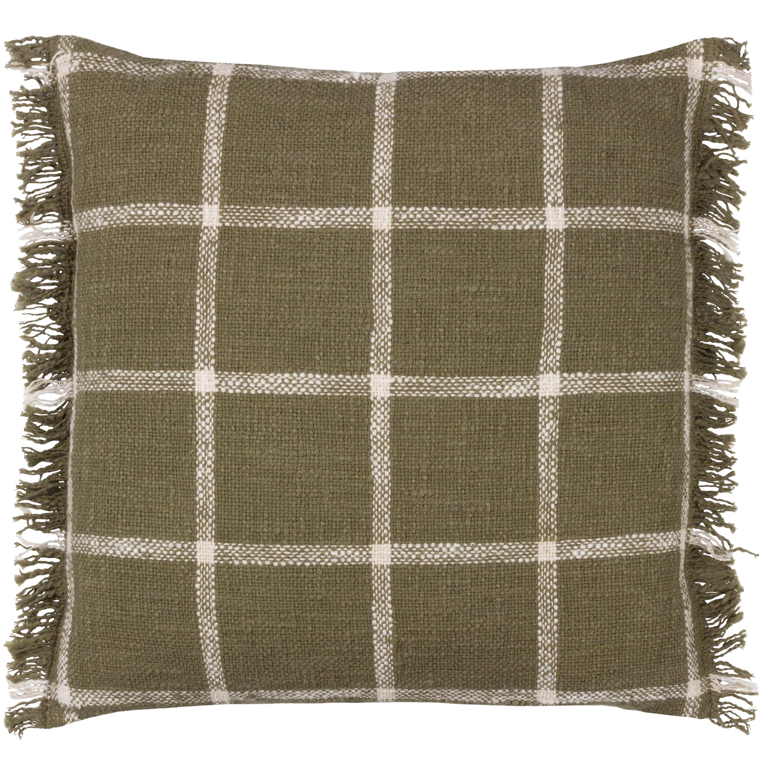Yard Living - Cotton Cushion - Moss and Natural Check