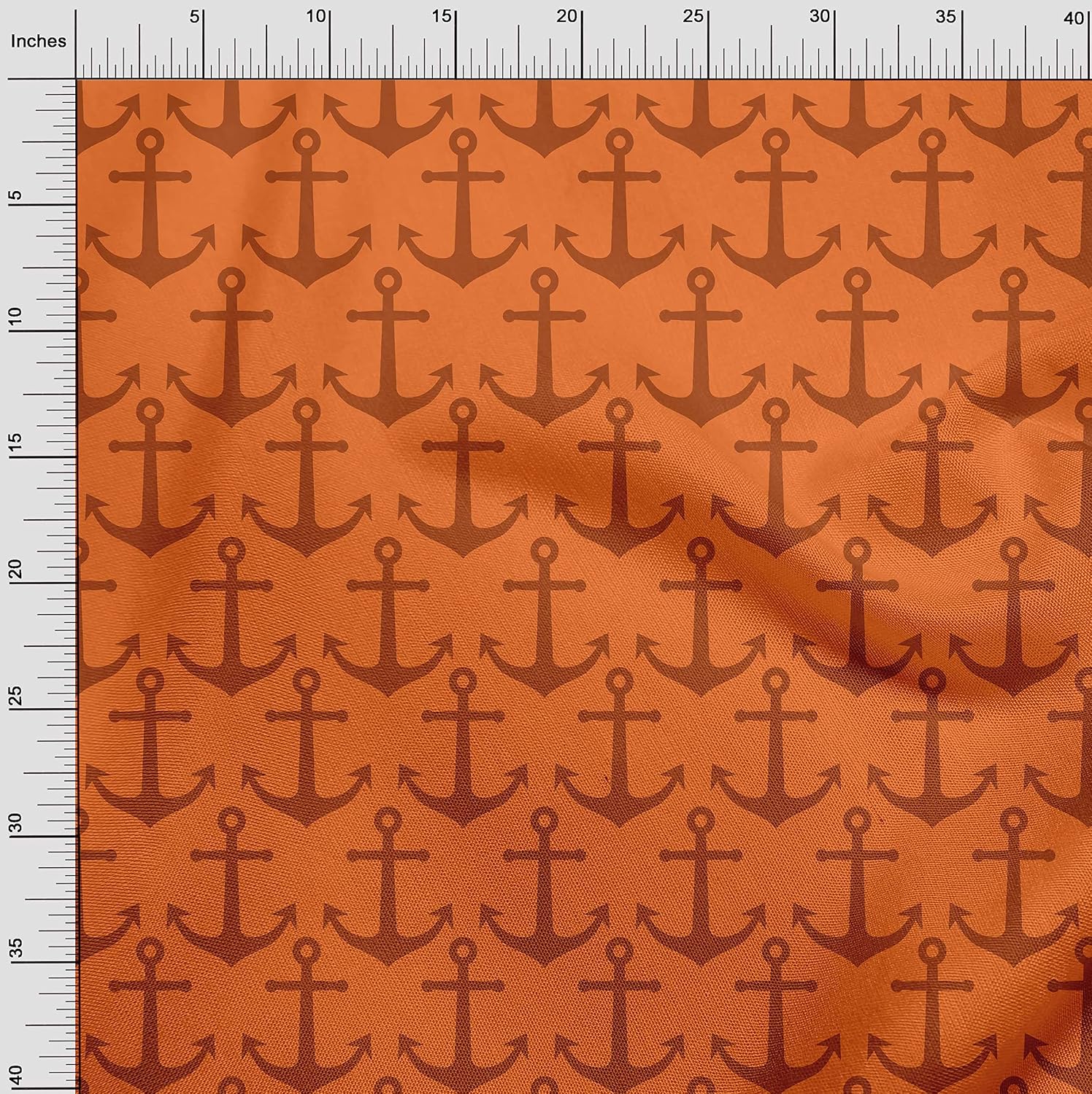 oneOone Cotton Flex Orange Fabric Nautical DIY Clothing Quilting Fabric Print Fabric by Yard 40 Inch Wide