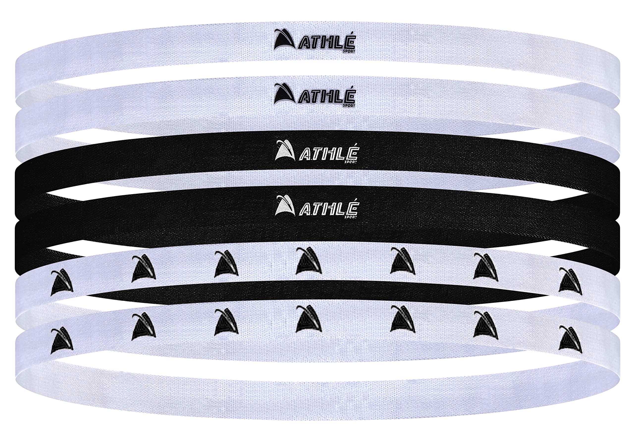 Athle SportAthlé Skinny Sports Headbands 6 Pack - Men’s and Women’s Elastic Hair Bands with Non Slip Silicone Grip - Lightweight and Comfortable Sweatbands Keep You Cool and Dry