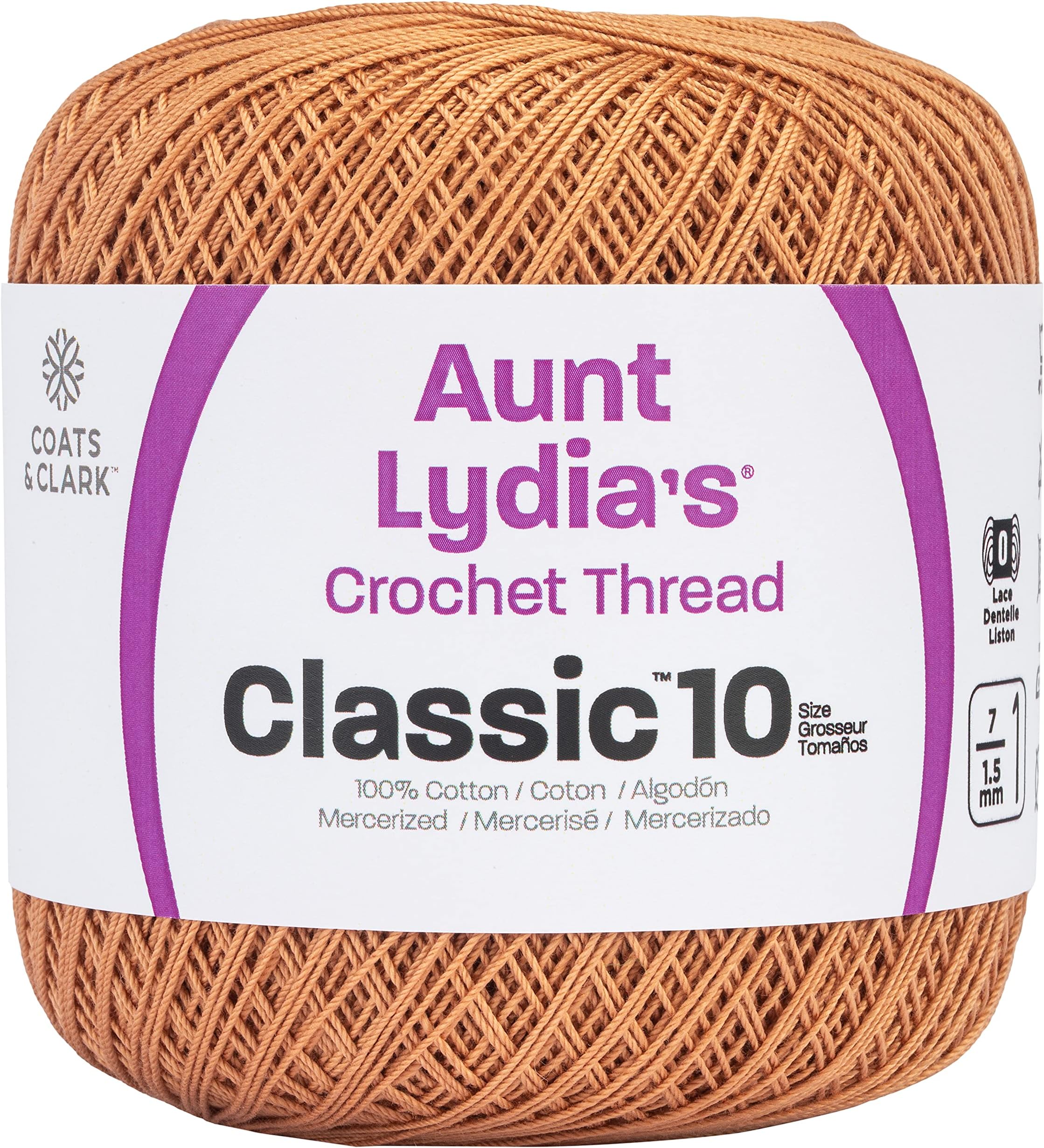 Aunt Lydia Classic Crochet Thread, 1 Pack, Copper Mist, 1050 Foot