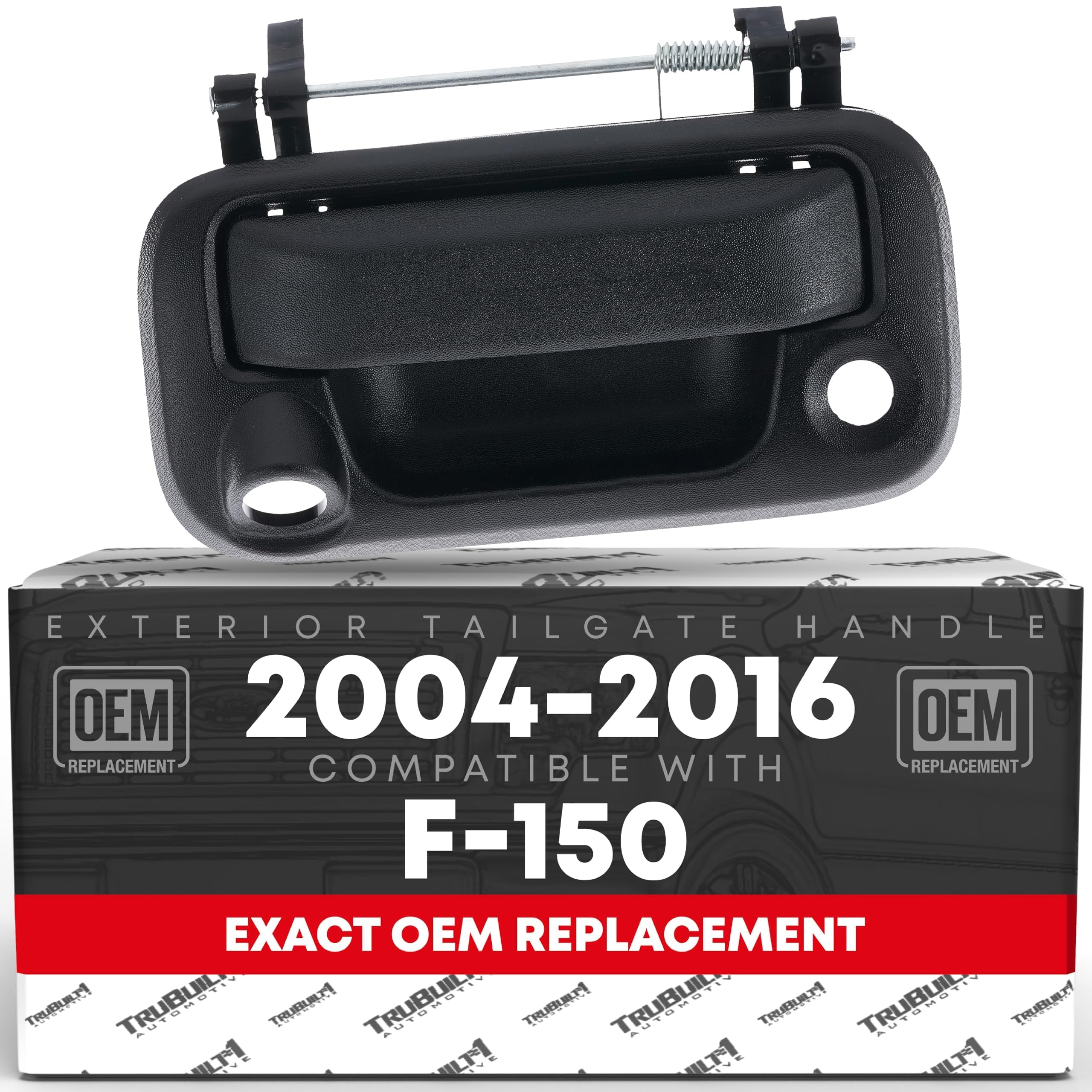 Tailgate Handle w/Camera Hole - Compatible with 2004-2016 Ford F-150, F-250, F-350, F-450, F-550 Super Duty, 07-09 Explorer Sport Trac; 06-08 Lincoln Mark LT - Textured Black - OEM 8L3Z-9943400-AC