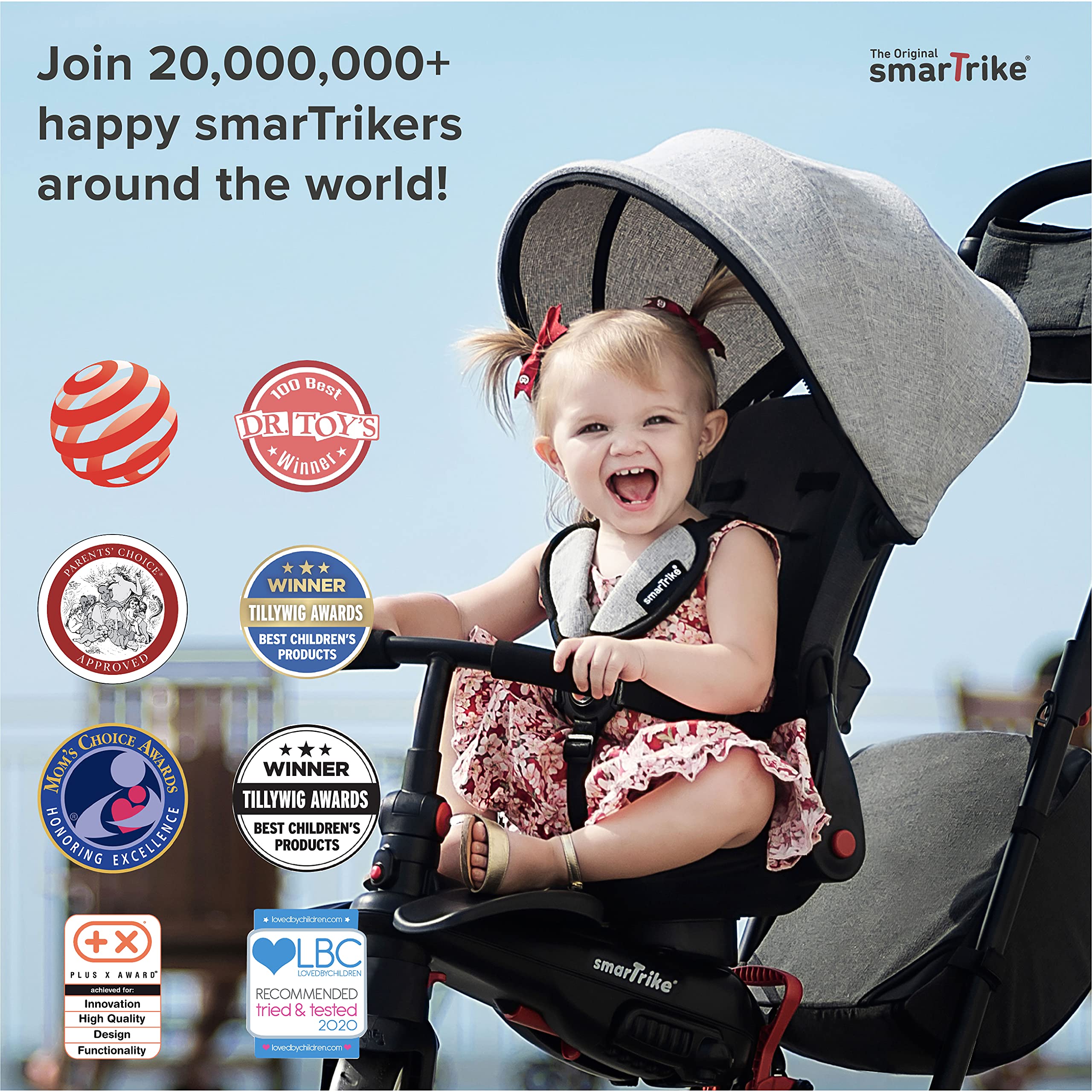 smarTrike Breeze Plus Triciclo per Bambini di età 1,2,3 anni - Triciclo 4 in 1 Multi-stadio, Rosa Principessa