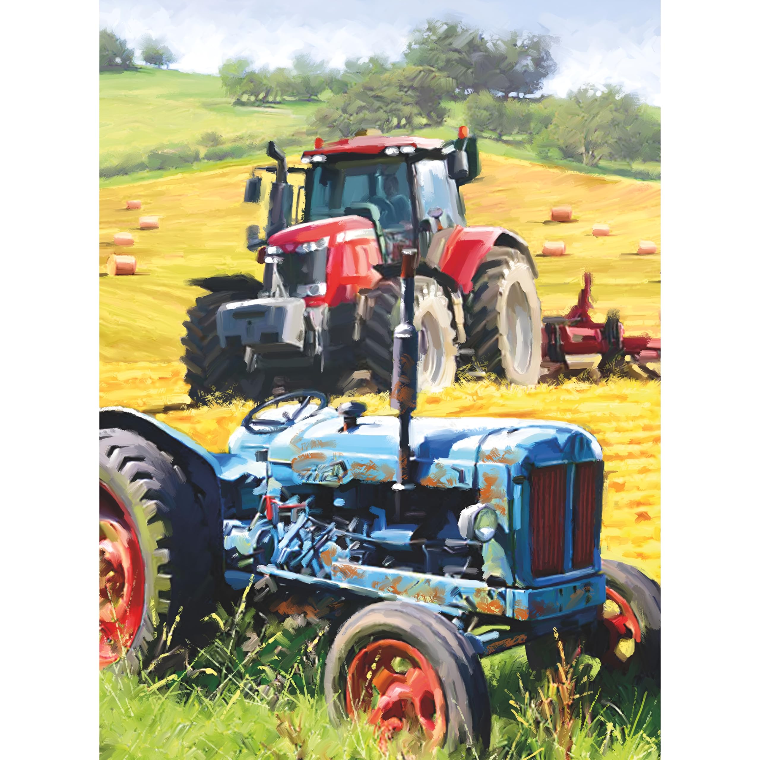 Noel Tatt General Male Birthday Card for Men - Combine Harvester Tractors Artistic Design by Richard Macneil - Eco-Friendly & Recyclable