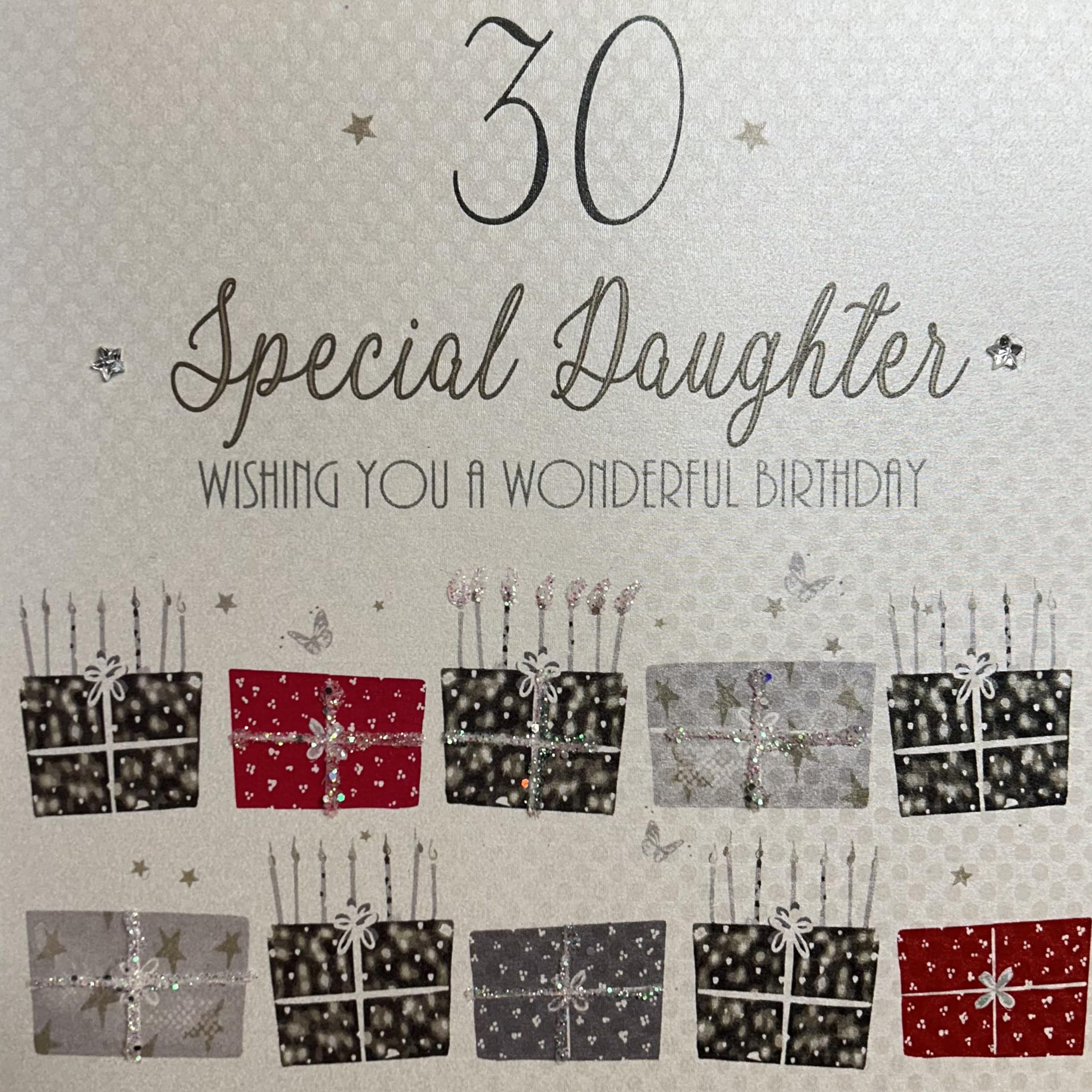 WHITE COTTON CARDS "30 Wishing you a Wonderful Birthday to a Special Daughter Handmade 30th Birthday Card, White, bdp30-D