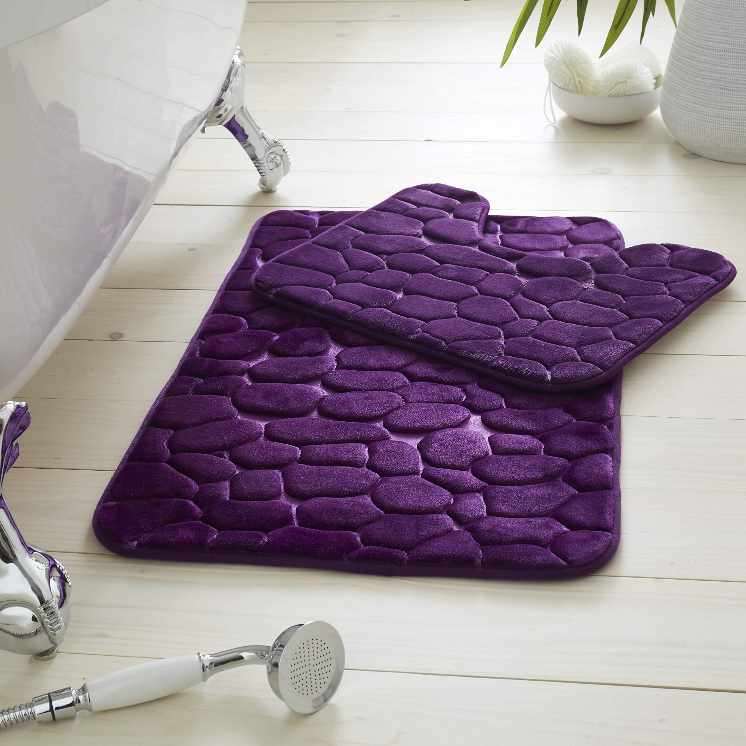 GAVENO CAVAILIA Memory Foam Bath Mat Set - Purple - Bath Mat