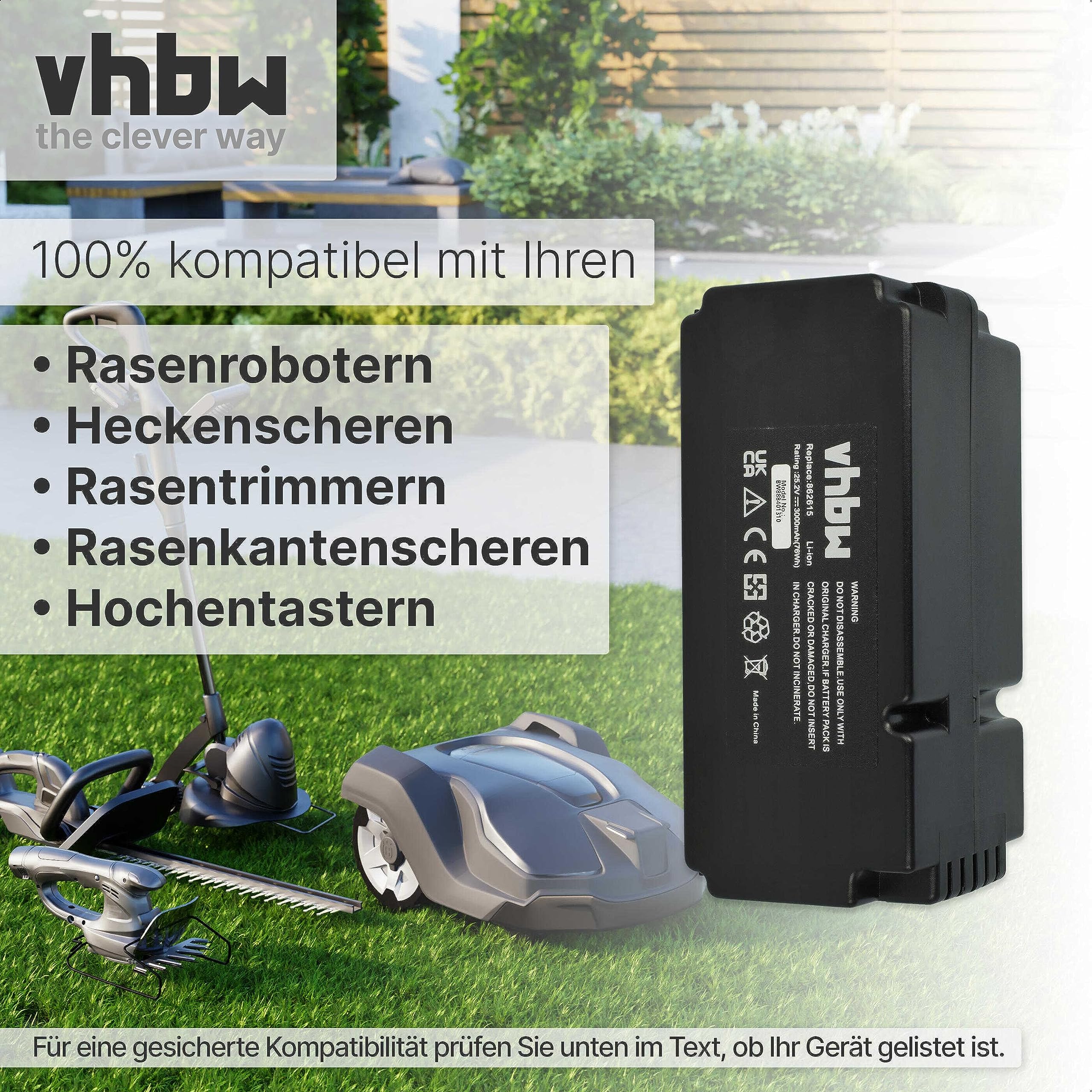 vhbw Akumulator kompatybilny z kosiarką Yard Force SA650B, NX80i, NX100i, LUV600Ri, LUV1000Ri, Classic 600B, Classic 500B (3000 mAh, 25,2 V, Li-Ion)