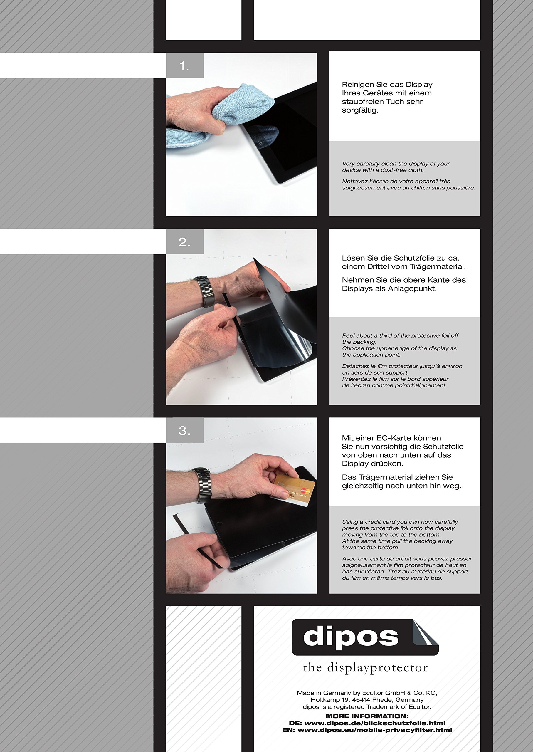 dipos Pellicola Privacy per Medion Lifetab E10411 | Protezione schermo opaca Anti-Spia a 4 Vie, si adatta perfettamente, antigraffio, senza bolle, autoadesiva