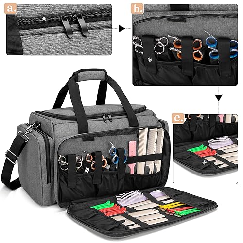 Miniatura 4 de BAFASO Bolsa de peluquería de gran capacidad con divisores ajustables, estuche de peluquería de viaje con capacidad para varias herramientas