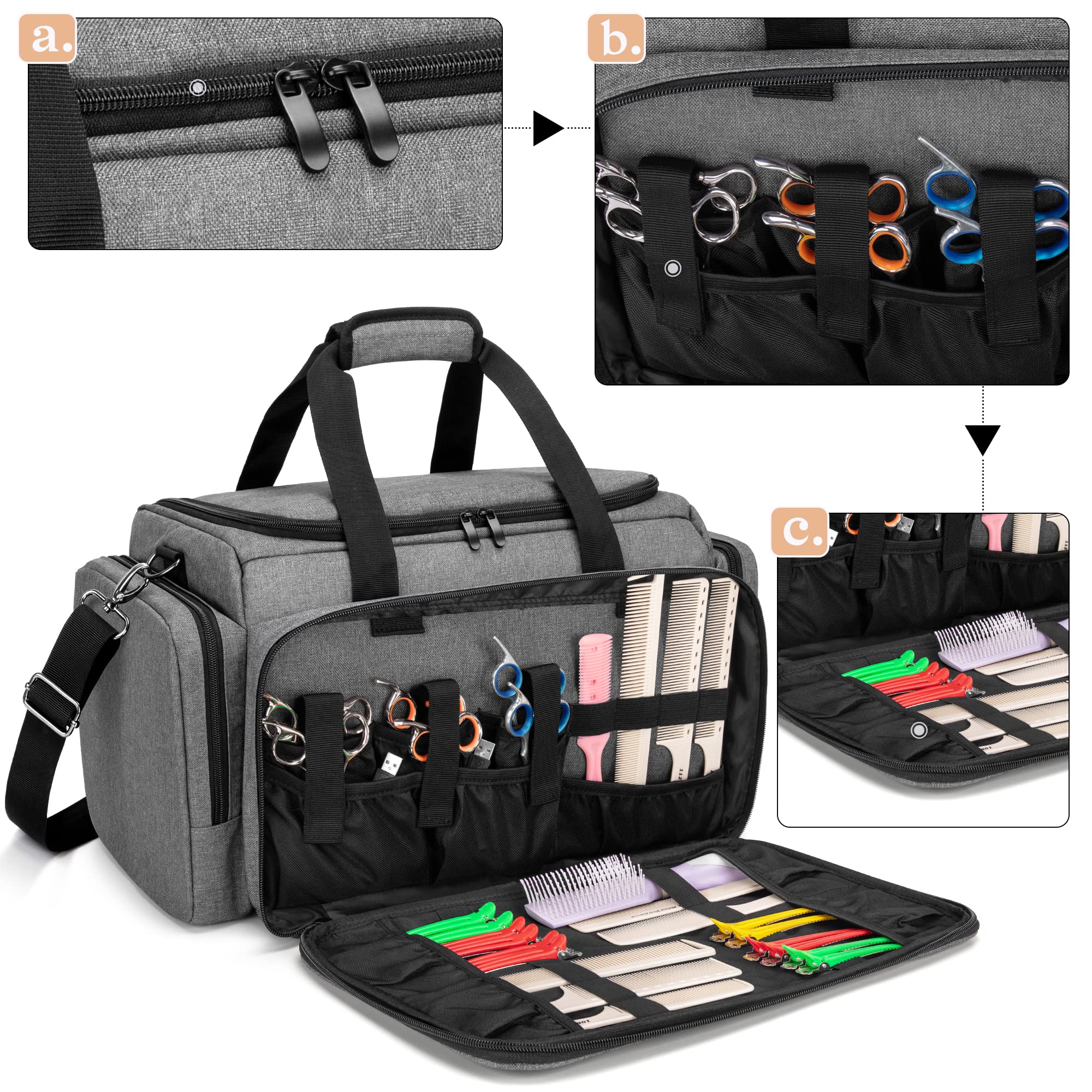 BAFASO Large Capacity Hairdresser Bag with Adjustable Dividers