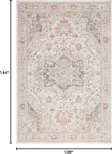 Miniatura 9 de Safavieh Hamilton Collection HLT110A - Alfombra redonda de 6 pies y 7 pulgadas color marfilazul tradicional oriental no desprende pelusa para