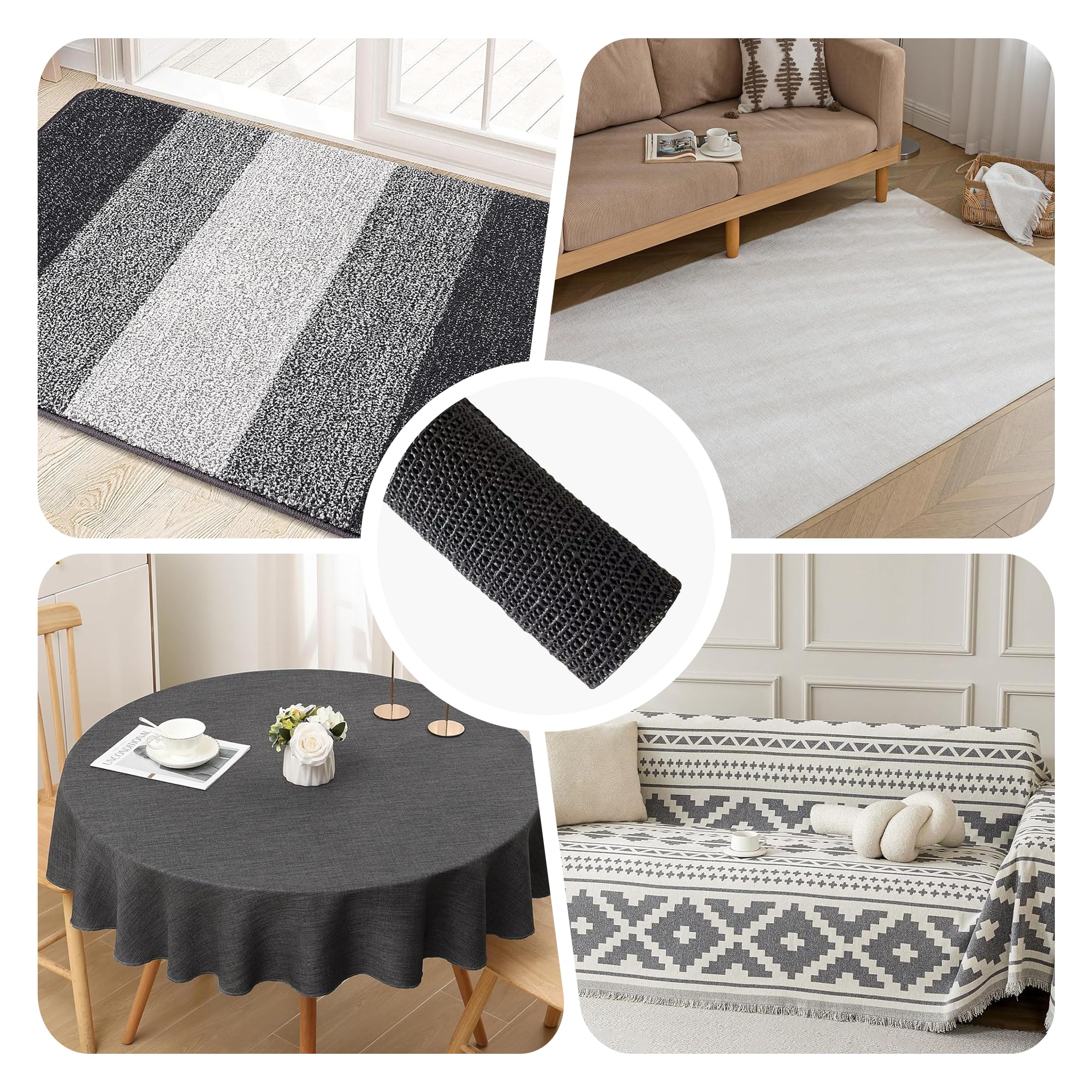 Tappetino Antiscivolo 170 x 200 cm Antiscivolo e Tagliabile Fondo Aderisce Senza Colla per Cassetti in Moquette Sottotappeto, Nero