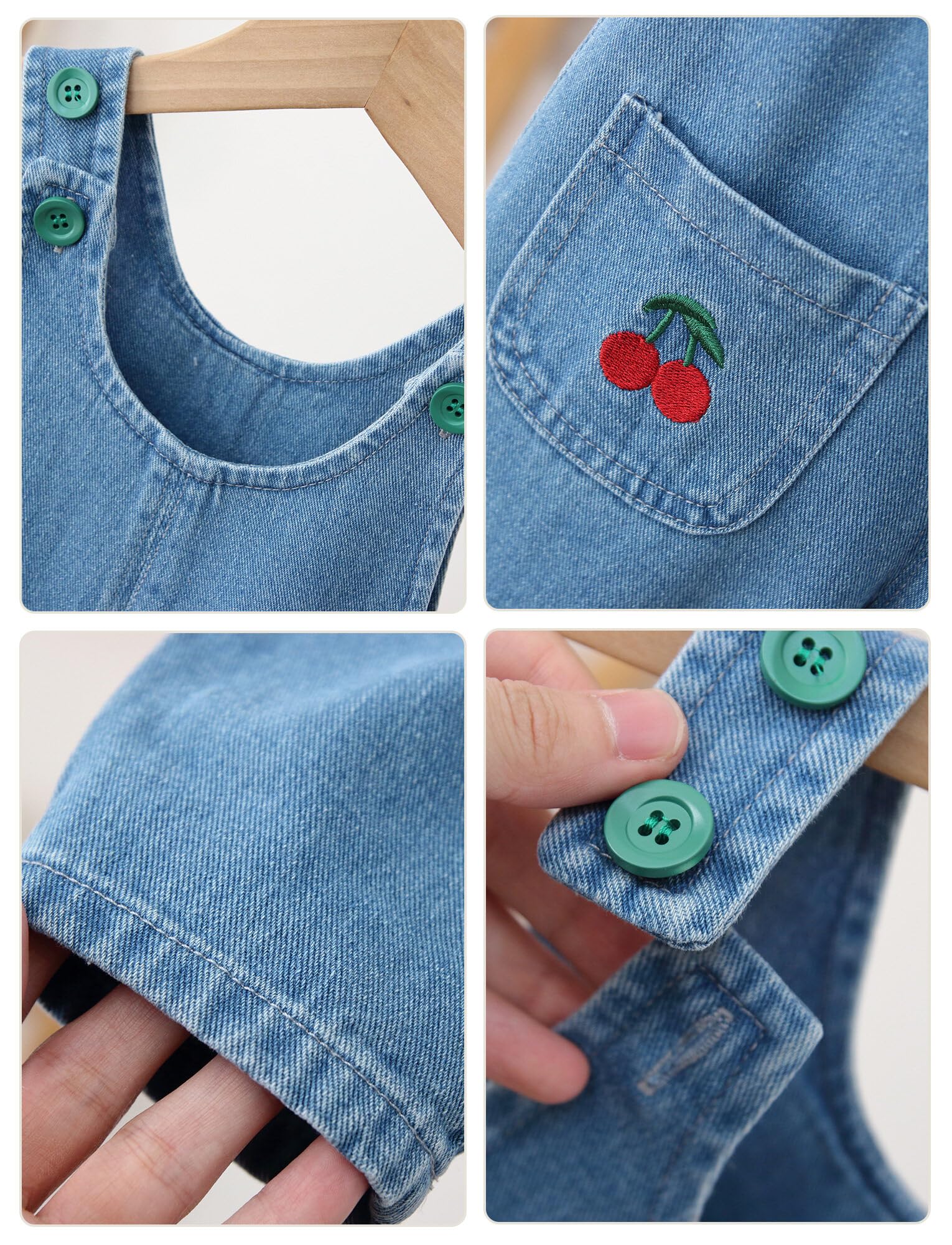FEOYA Salopette en jean unisexe pour bébé garçon et fille - Combinaison avec poche - Combinaison pour enfant en bas âge - En coton doux - Salopette ample - Pantalon mignon en denim - 9 mois - 5 ans