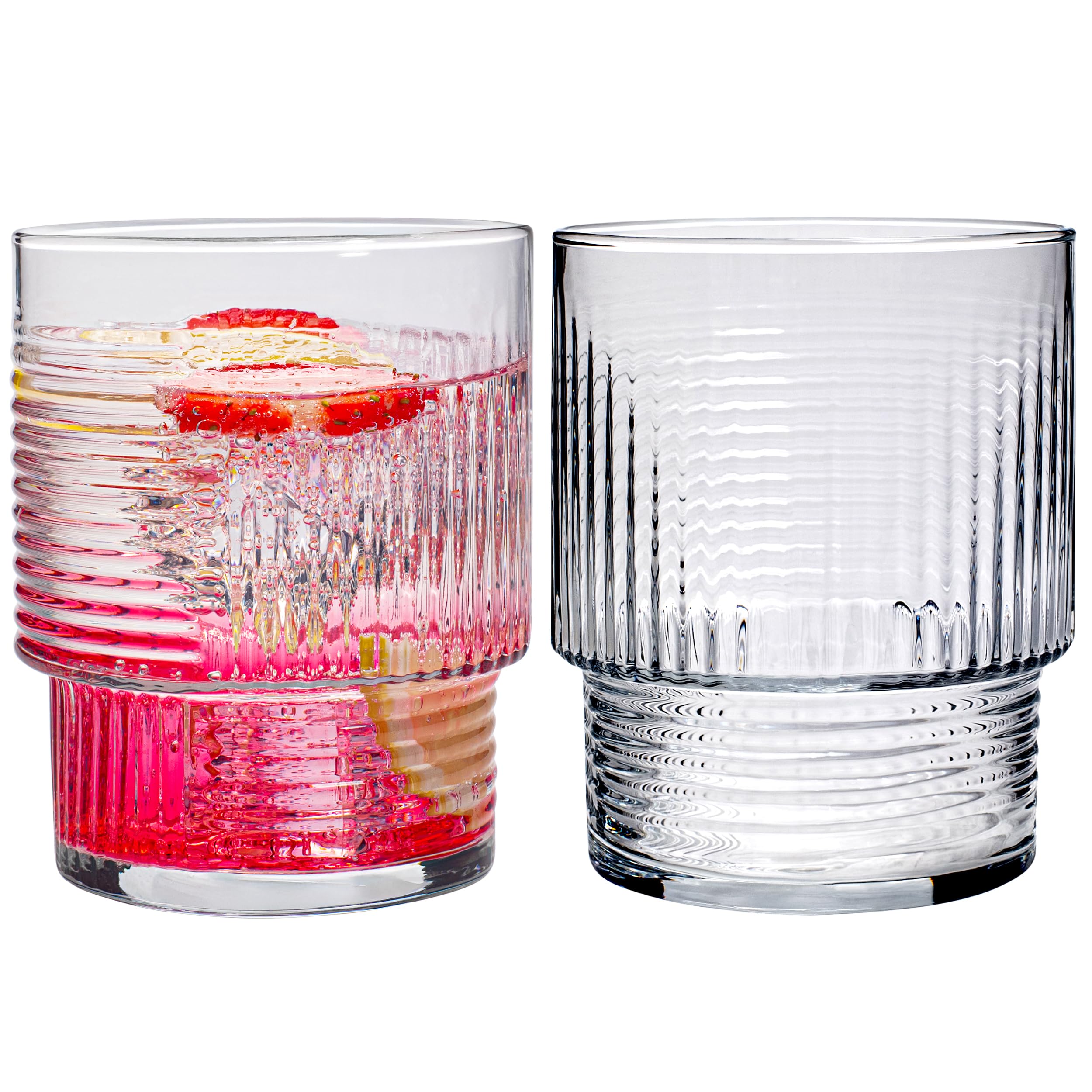 KONZEPT Geriffelte Gläser Set 12-teilig, 320ml transparente