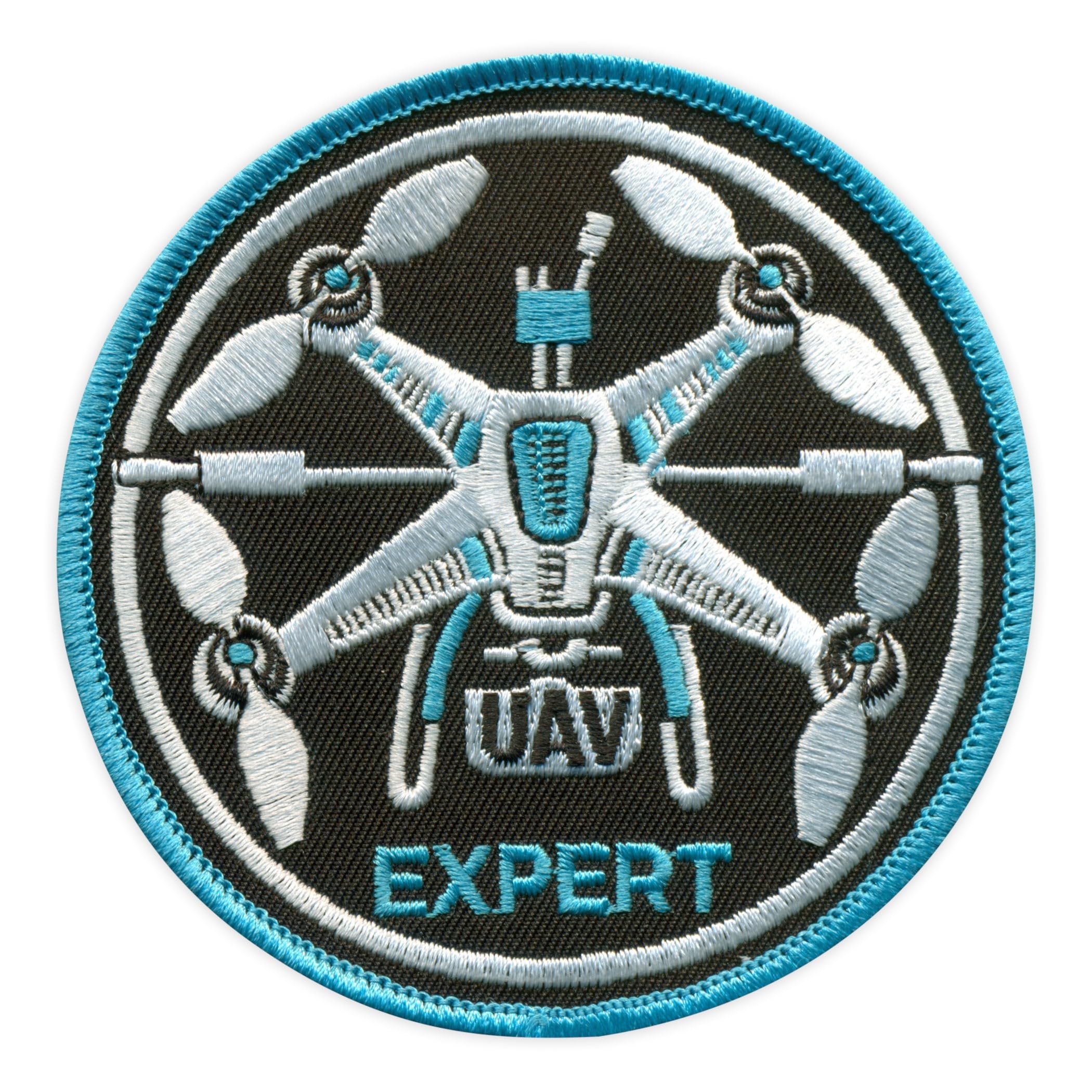 Set di quattro – UAV Expert – Air Drone – blu/bianco – termoadesivo sul retro – toppa ricamata/badge/emblema
