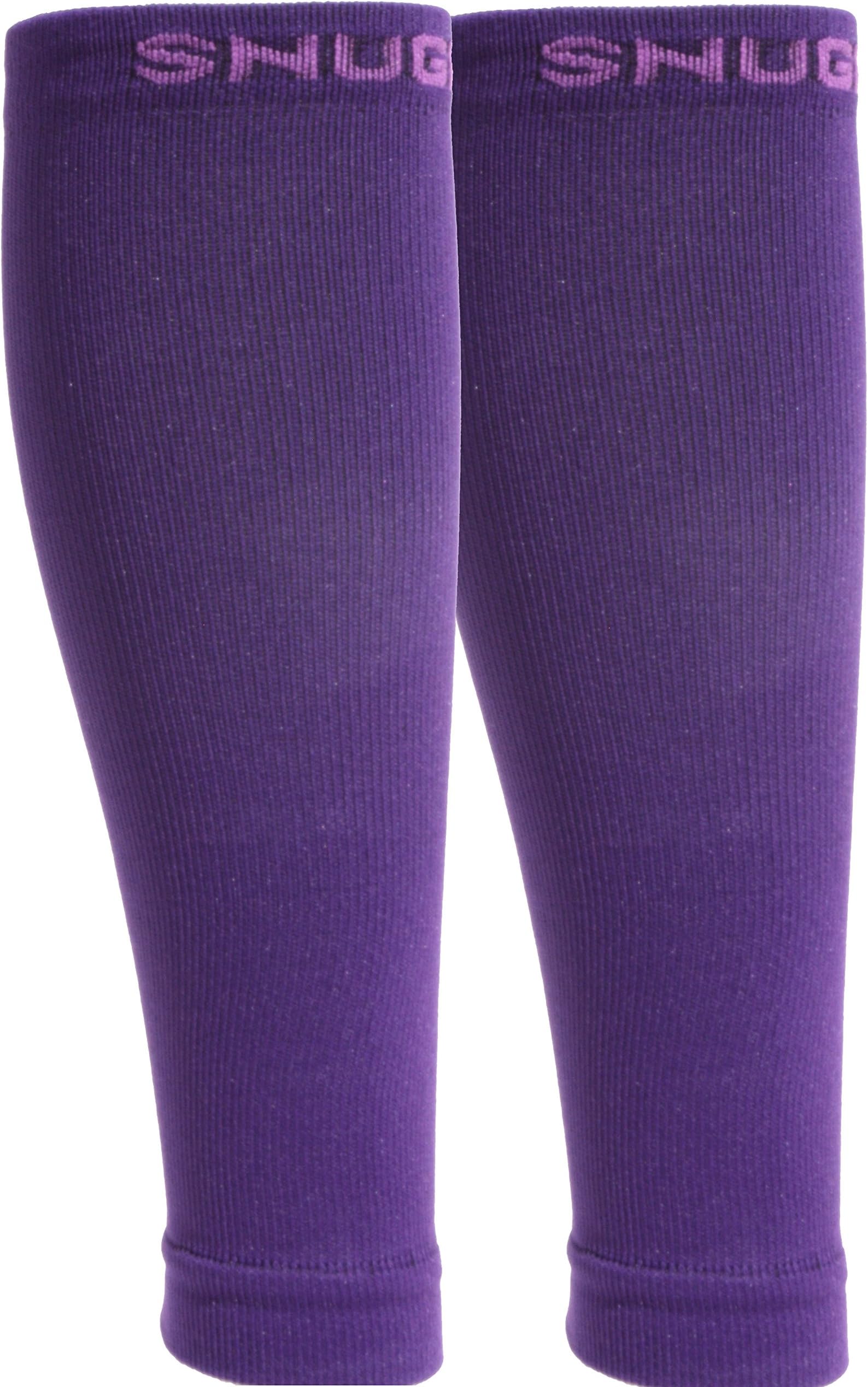 SnugFx Calf Compression Sleeves 20-25mmHg - Best for Varicose Veins, Increased Circulation, reduce swelling. Great for Nurses, Runners, and Travel - 1 Pair Men or Women 1 Size Purple