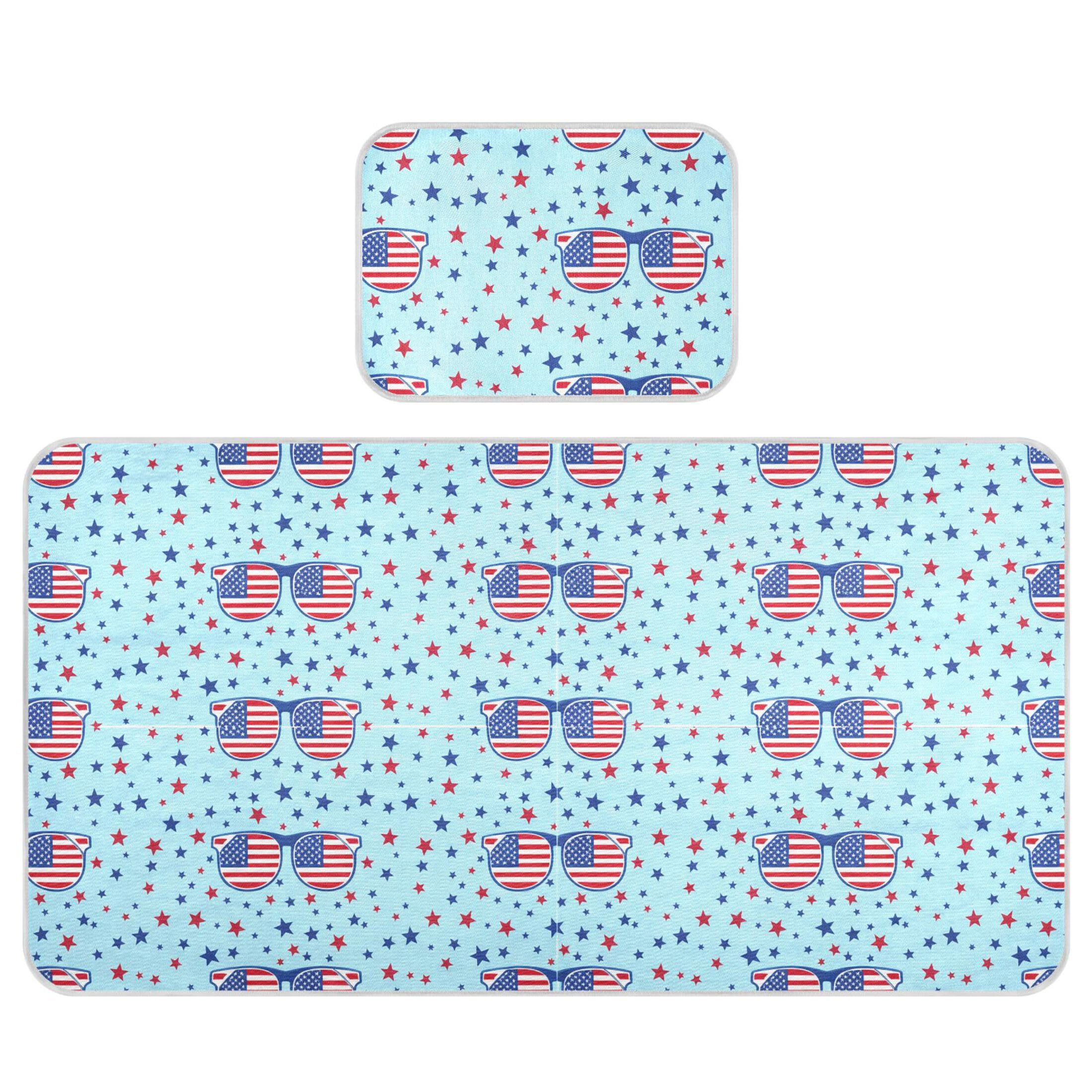 Takiito Sunglasses American Flag Baby Cooling Mattress Pad, Soft & Breathable Cooling Mat Keep Baby Cool in Summer 28x52 in, Nursery Essential