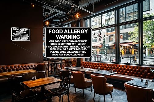 Miniatura 6 de CCPARTON Letrero de seguridad de advertencia de alergias alimentarias de metal - Letrero de precaución de aluminio para tráfico, calle y carretera
