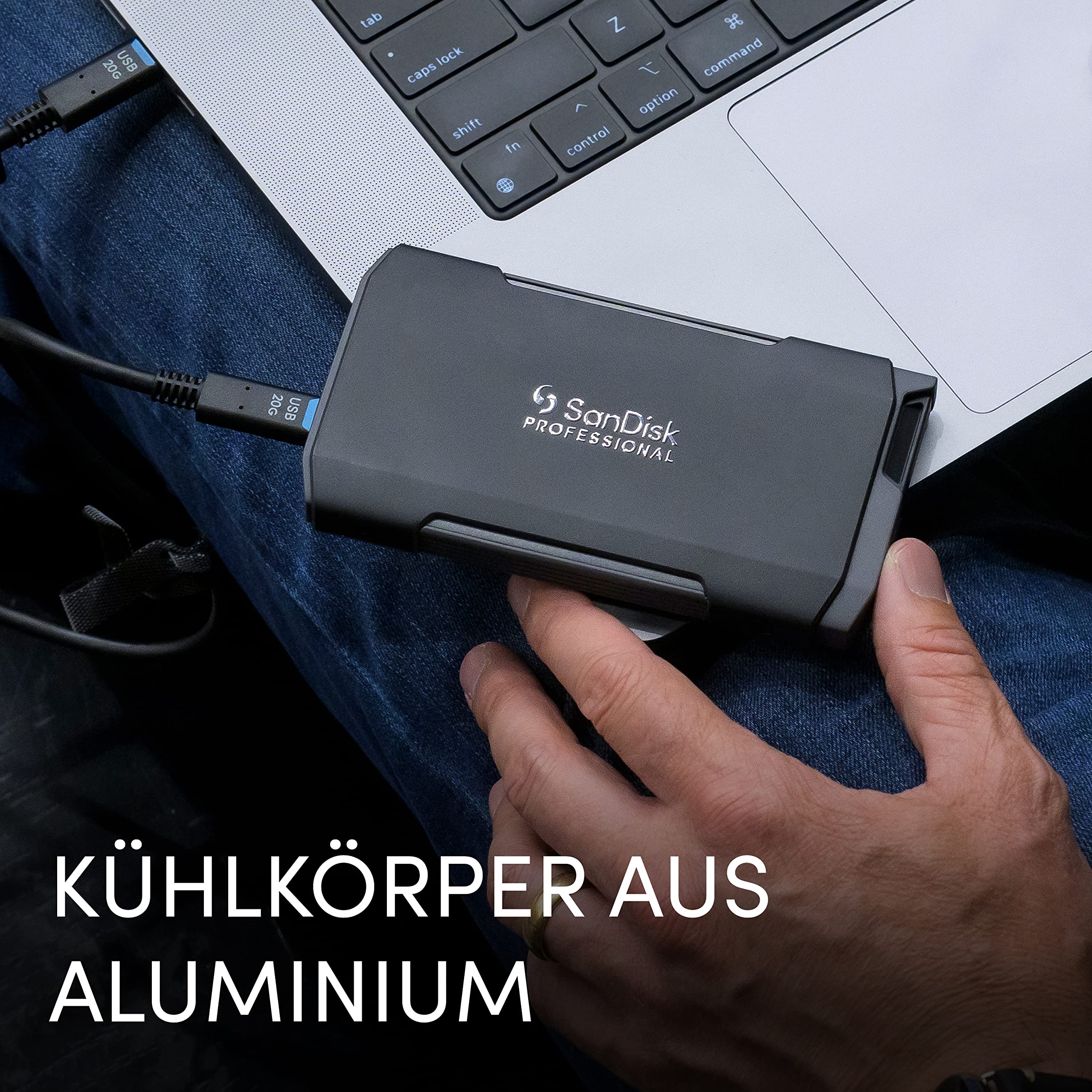 SanDisk PROFESSIONAL PRO-BLADE TRANSPORT 2 TB (mobile Premium-SSD für schnelle, modulare Workflows, USB 3.2 Gen 2x2, 2.000 MB/s Lesen/Schreiben)