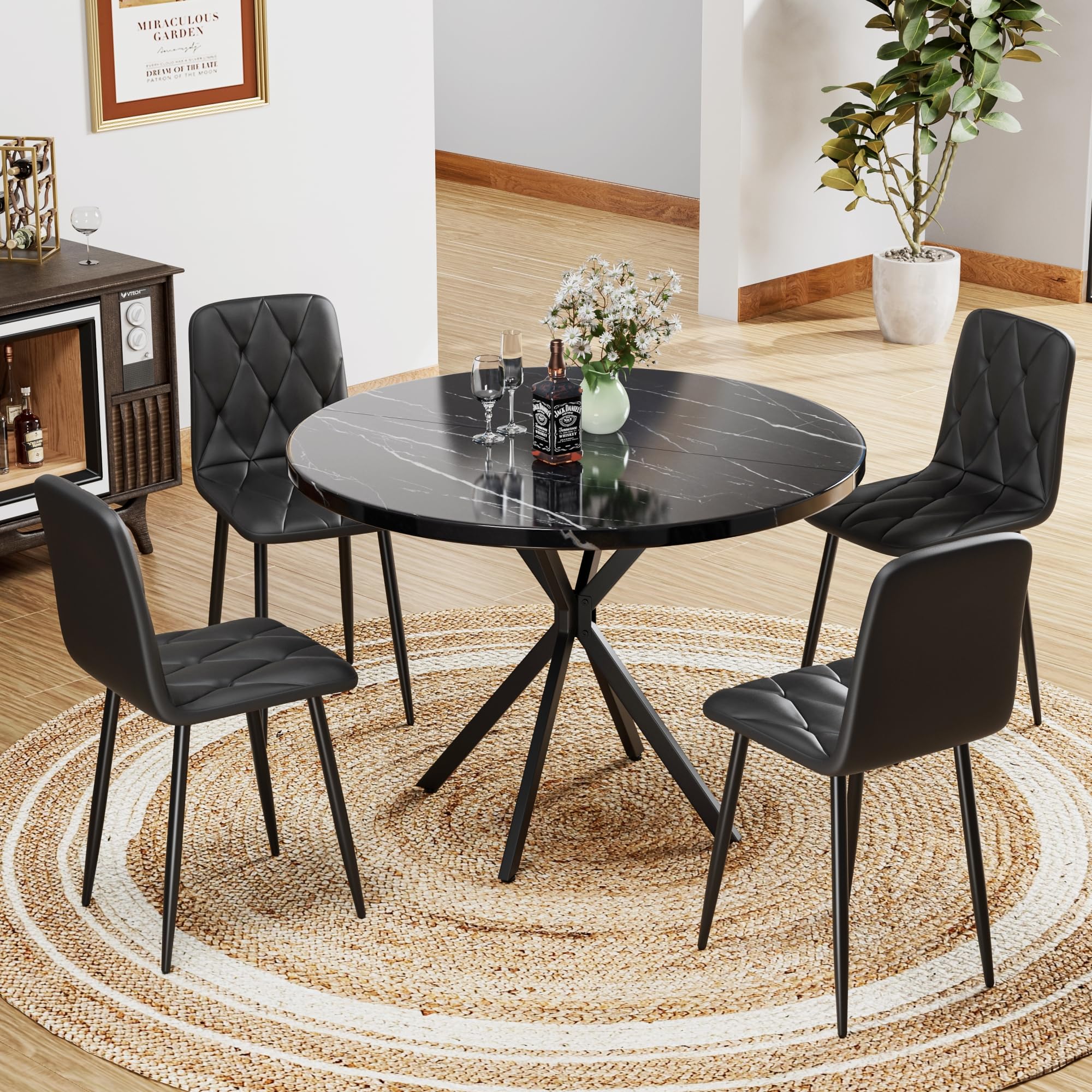 Amazon.com - LTTROMAT Round Dining Table Set for 4, 39 Inch Circular ...