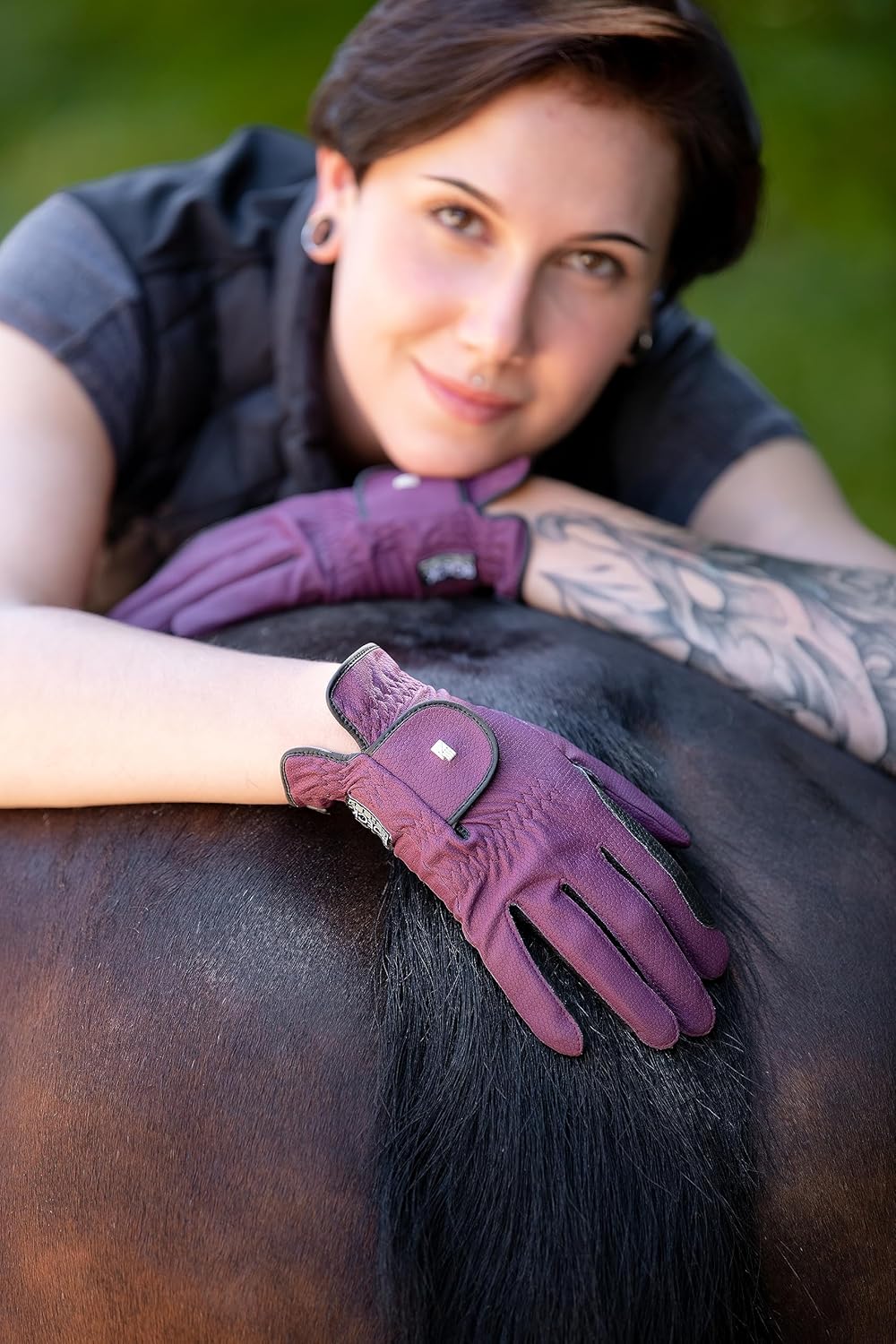 Roeckl - ladies contrast riding gloves LONA black-white 6.5 - Image 6