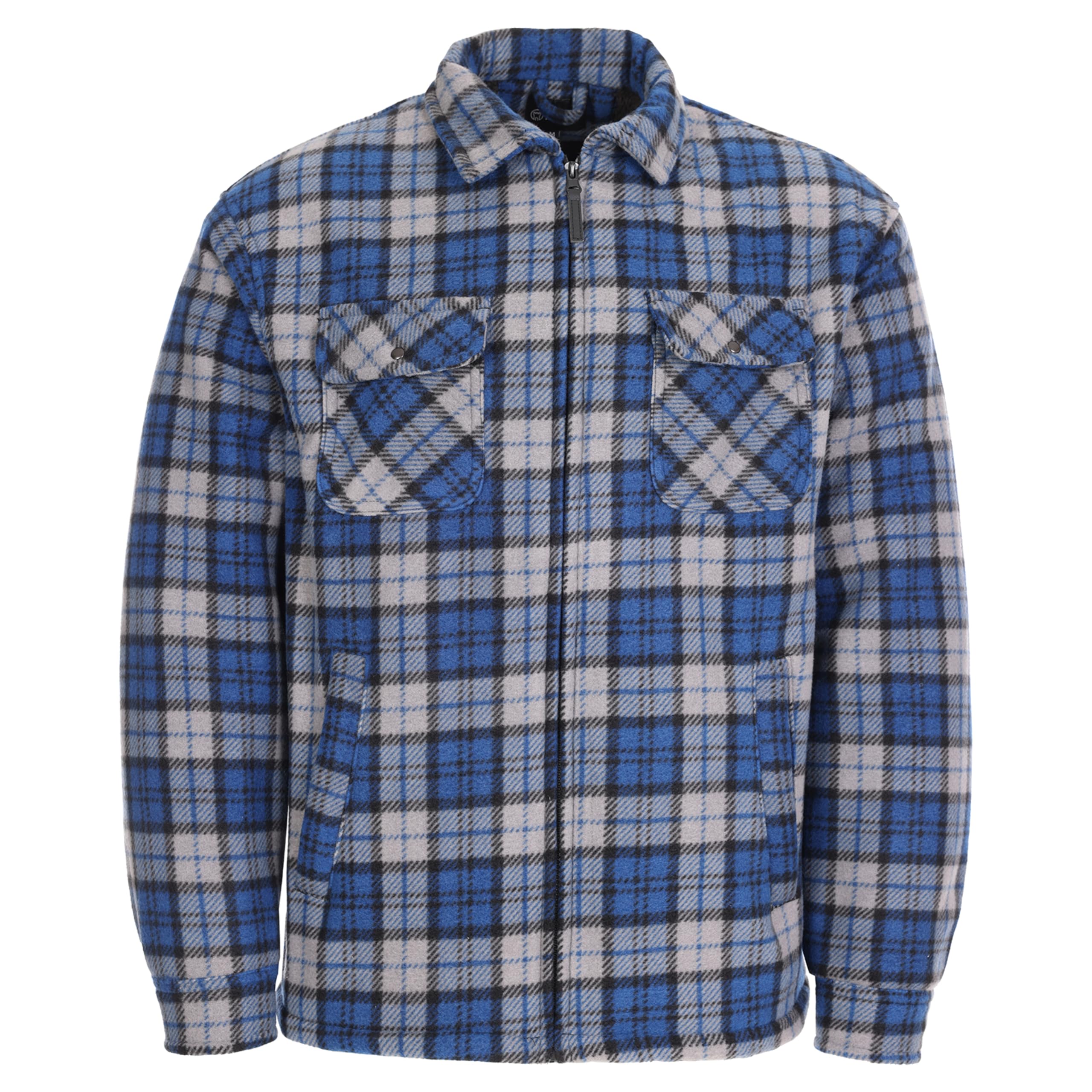 FORT Portman Shacket - Size XL, Navy - Warm Tartan Lumberjack Jacket Shirt with Sherpa Lining & Quilted Sleeves - Cosy & Durable Double Layered Fleece - for Cold Weather, Outdoor, Workwear