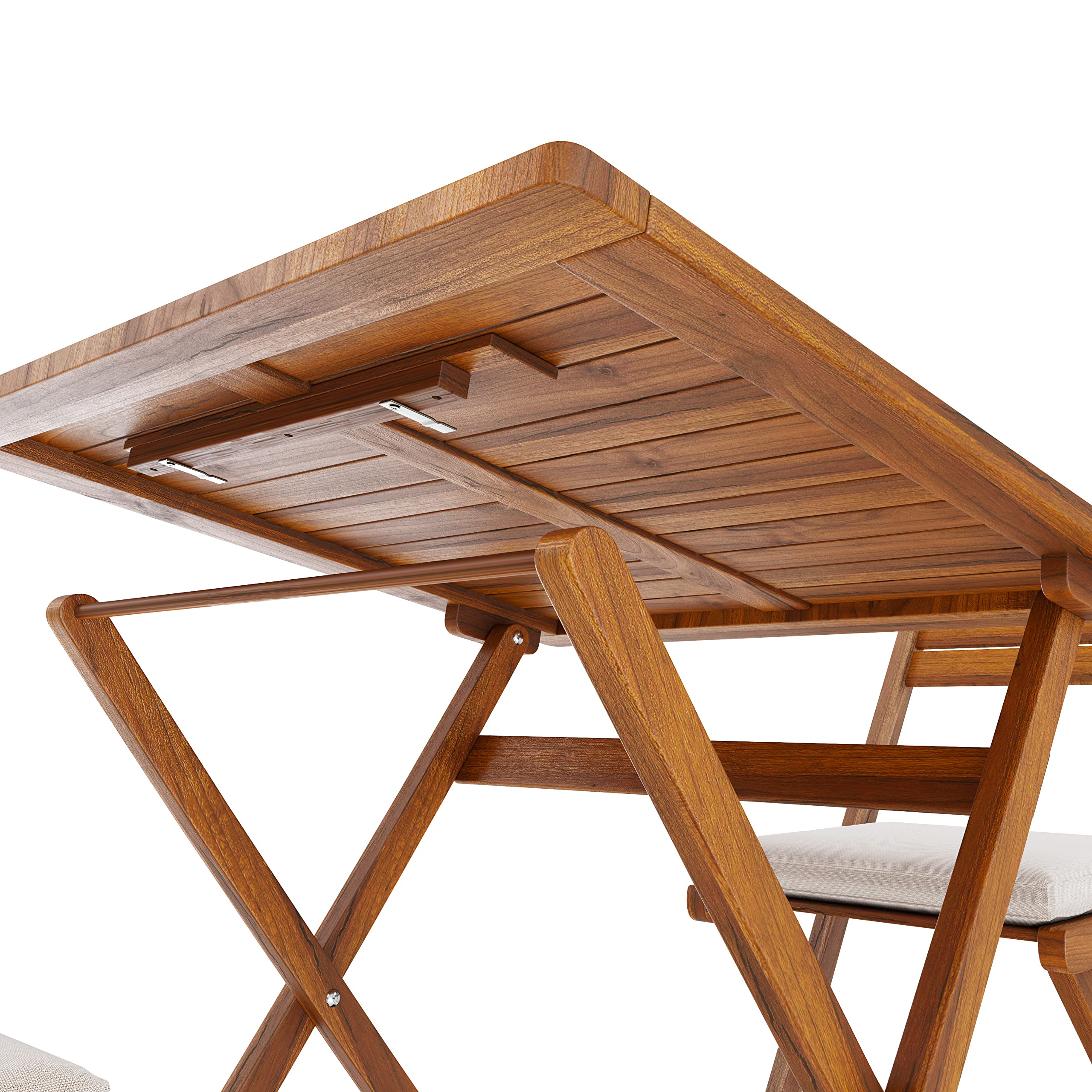 Set Tavolino E 2 Sedie Bistrot In Legno Acacia Portatile Pieghevole Facile Da Chiudere Comodo Trasporto Tavolo Quadrato Esterno Giardino Terrazza Campeggio Picnic Semplice Elegante 74 x 70 x 70 Cm