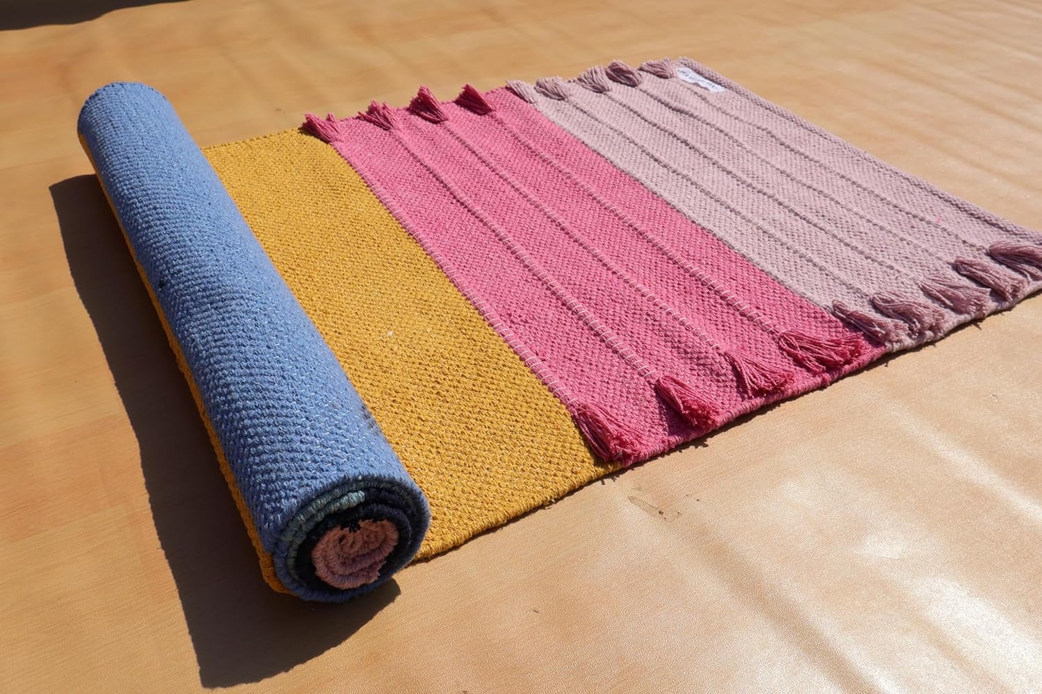 Jaipur Art & Rugs Cotton Yoga Rug - Eco-Friendly Hand-Woven Thick Mat (24”x72”x5mm) for Everyday Fitness at Home - Comfortable & Extra-Long