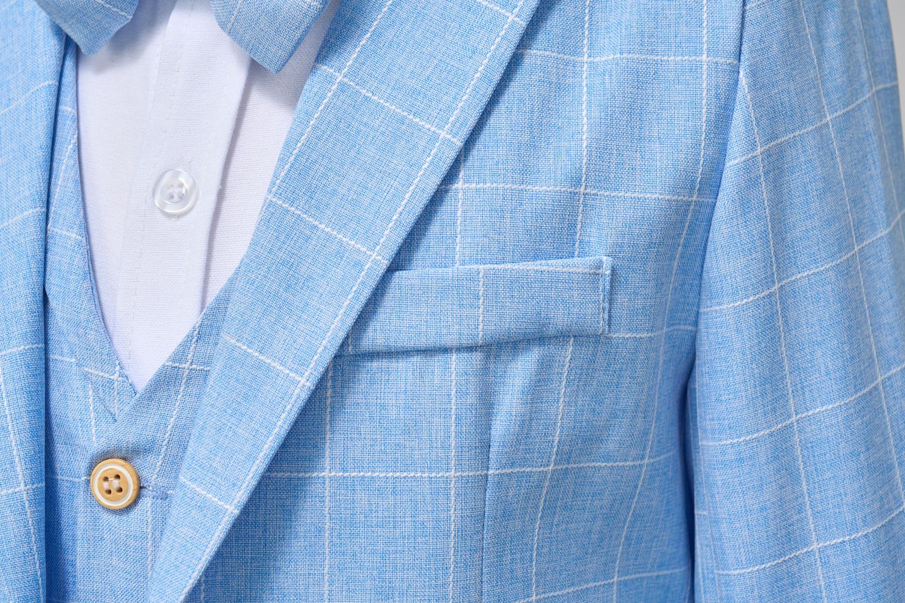 Jungenanzug-Set, kariert, Blazer, Weste, Hose, einreihige Jacke, formell für Hochzeit, Party, Abschlussball