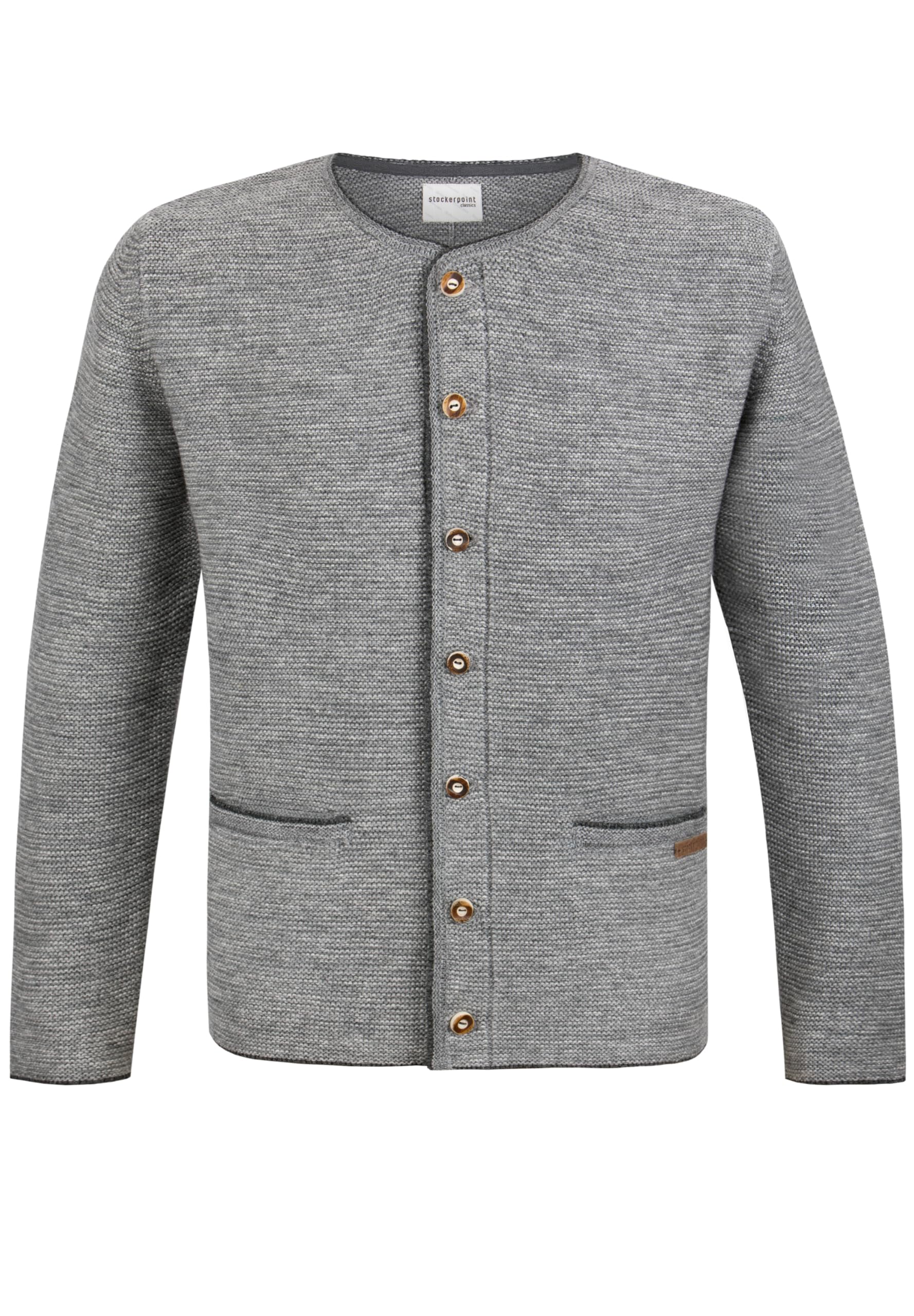 Bergfeuer Herren Trachtenjanker Castello Strickjacke, Hellgrau, 48 EU