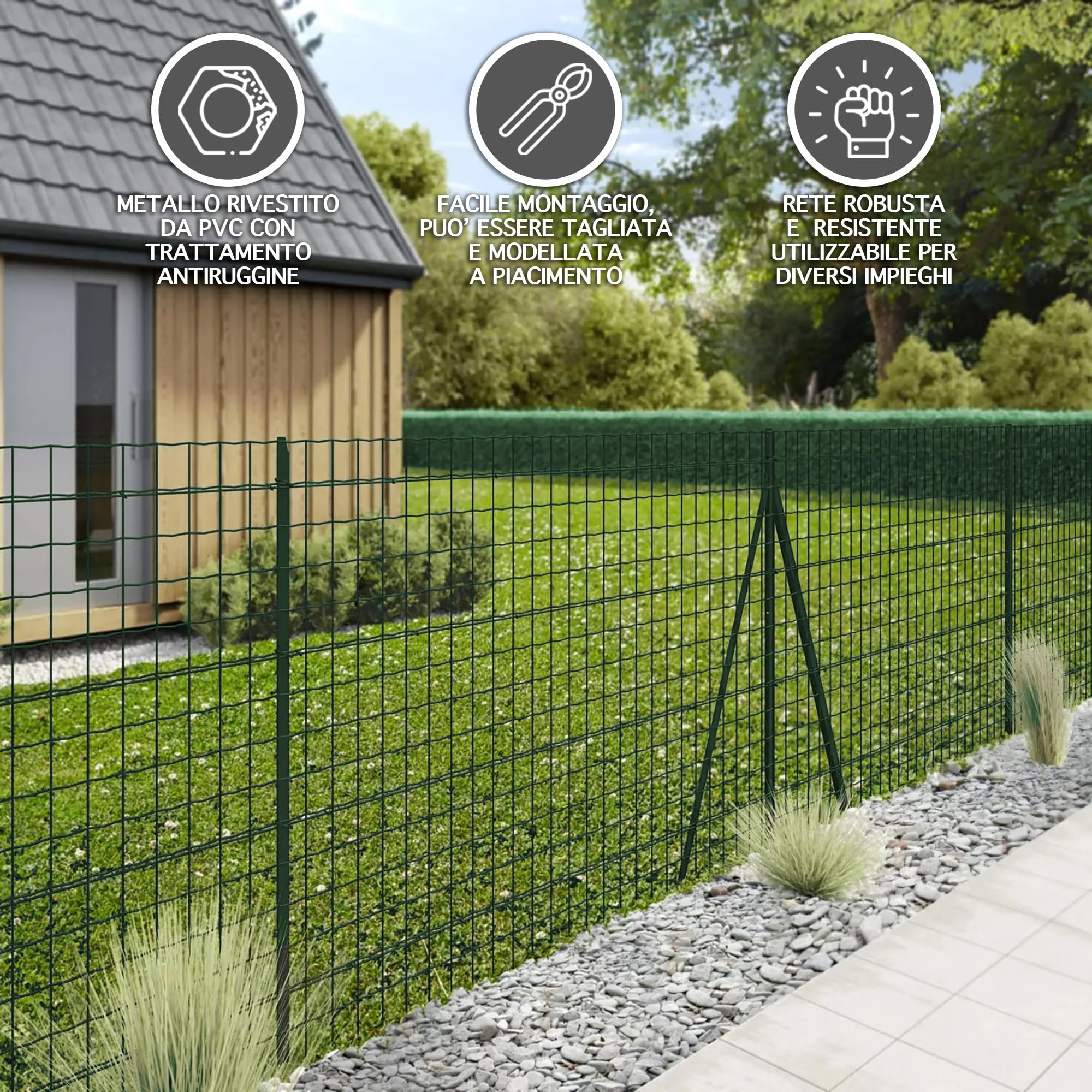 PROWORX Rotoli Recinzione Da Giardino – 12,2 Mt X 35,6 Cm – Metallica Con Rivestimento PVC Verde – Pieghevole Per Aiuole E Bordure - 2