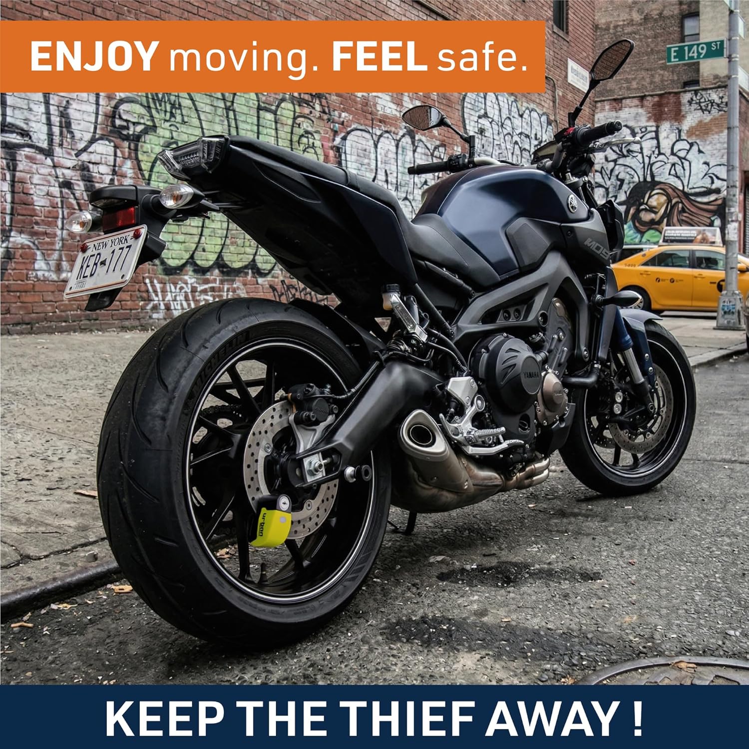 URBAN UR6 Hi-Tech Motorcycle Disc Lock with Smart Alarm | Best Value | 120dB, LED, Warning, A+ Sensitivity, Truly Waterproof, Long-Life CR2 Battery, Carried Locked, Bike Anti Theft Wheel Brake Locks