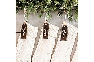 Premium Personalized Christmas Stocking Tags - Embossed Leather Name Tags