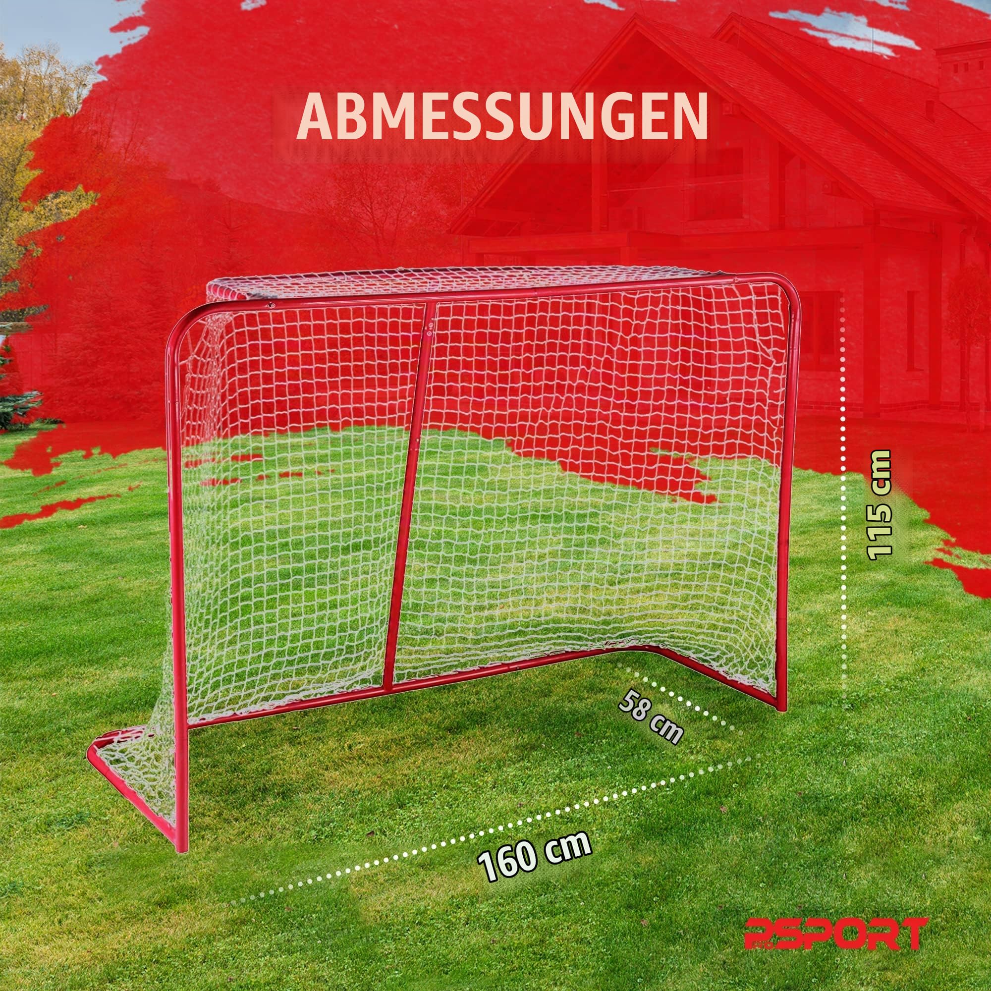 Nordic ProStore Streethockey Tor 160 x 115 x 58 cm Rot - Für Street Hockey, Eishockey, Floorball und Gartenspiele – Eishockey Tor für Erwachsene und Kinder 14+ Jahre alt – Für Hockey
