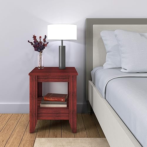 Miniatura 5 de Boyd Sleep Prato, acabado de madera contemporáneo, premontado con estante inferior, mesita de noche cereza