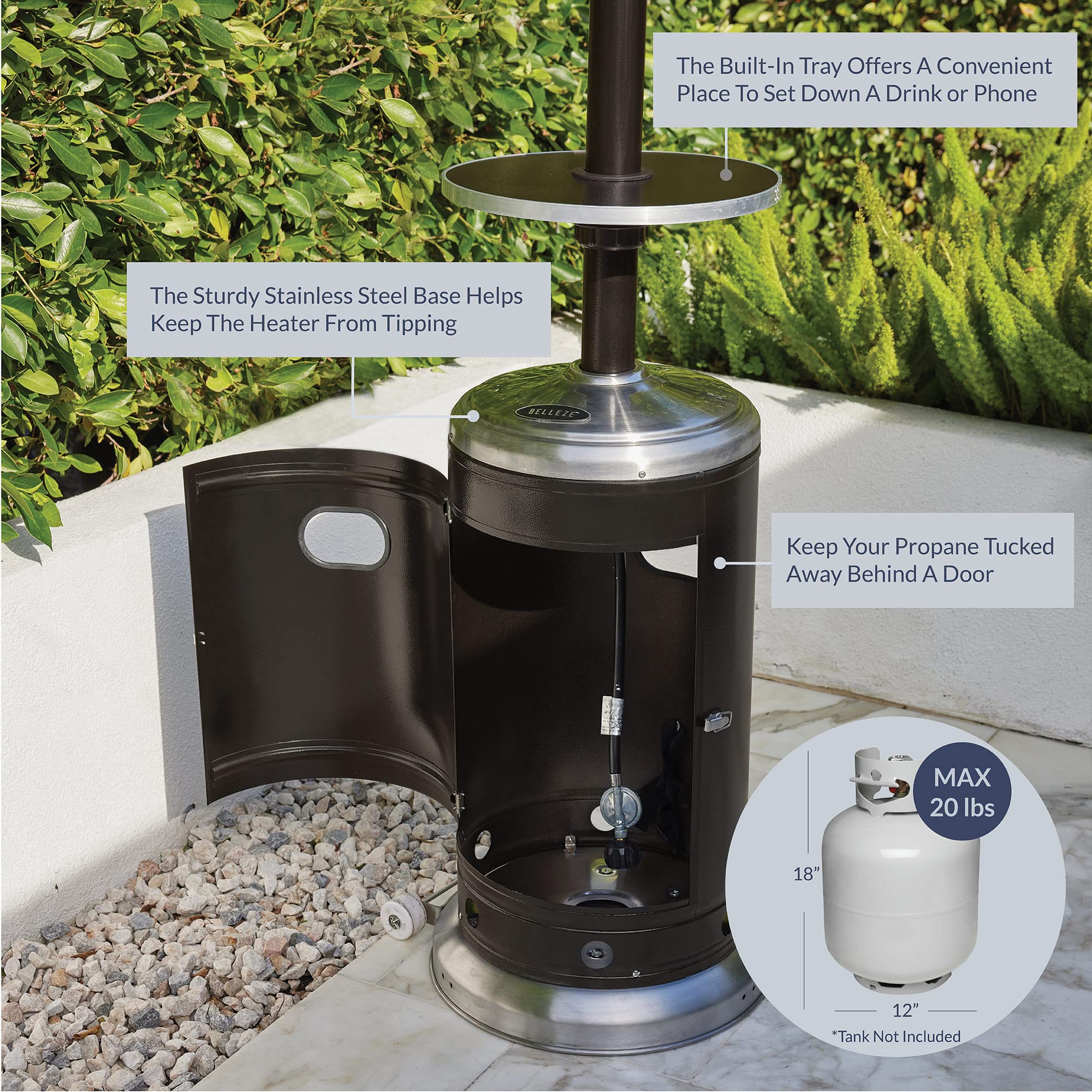 Buy BELLEZE 48,000 BTU Gas Outdoor Patio Heater with Piezo Ignition