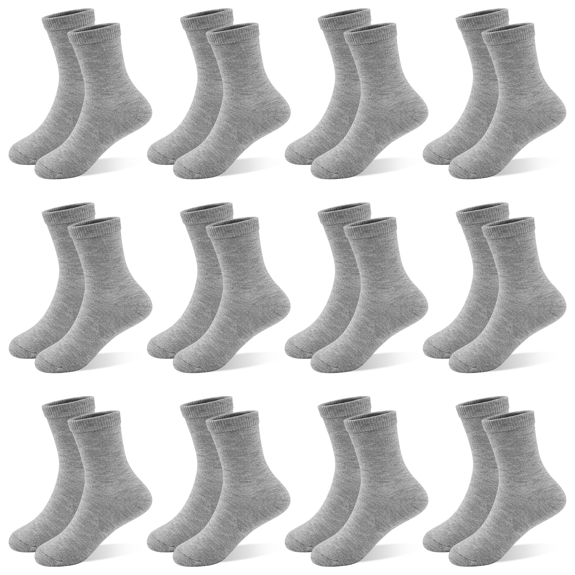 12 Pairs Boys Crew Socks, Unisex Kids School Socks Ages 1-14