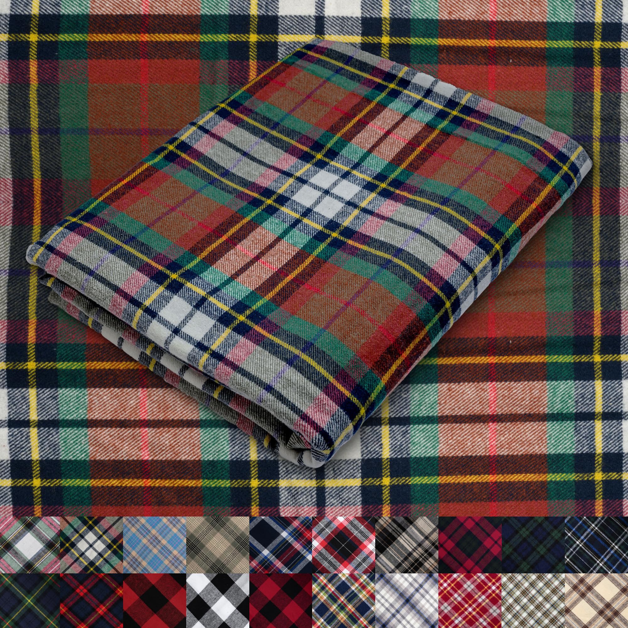 Pico Textiles 1 Yard Blue and Green Blackwatch Tartan Plaid Flannel Fabric - 60" Wide - 100% Cotton - Sold by The Yard - for Shirts, Scarves, Pajamas & Receiving Blankets — view 10