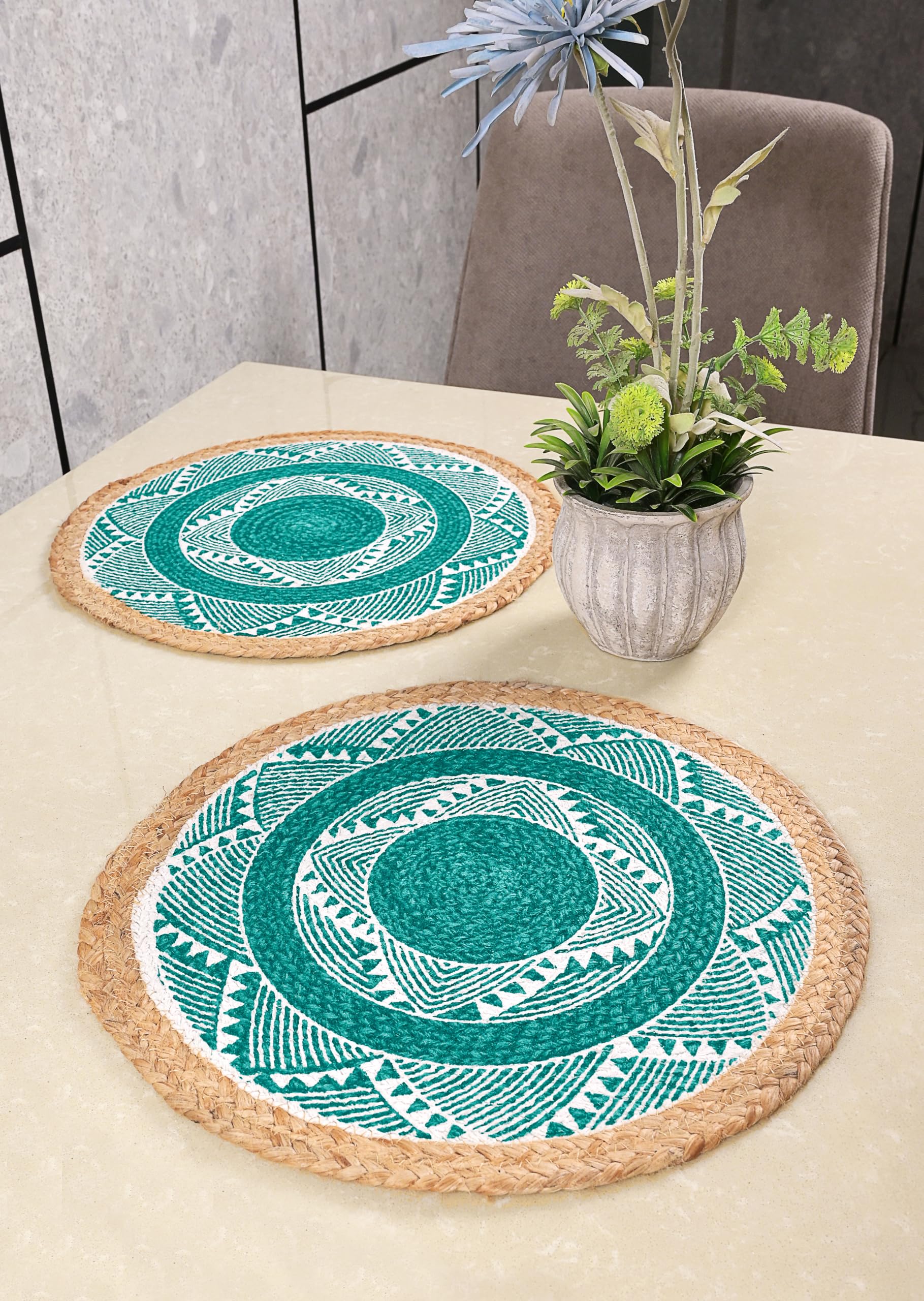Mela Table Place Mat 2pc,Teal. 38x38 cm