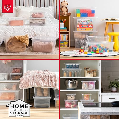 Miniatura 3 de IRIS USA, 58 Cuartos de galón - Contenedor organizador de plástico con tapa, ideal para almacenar objetos, apilables y acoplables, paquete de 6