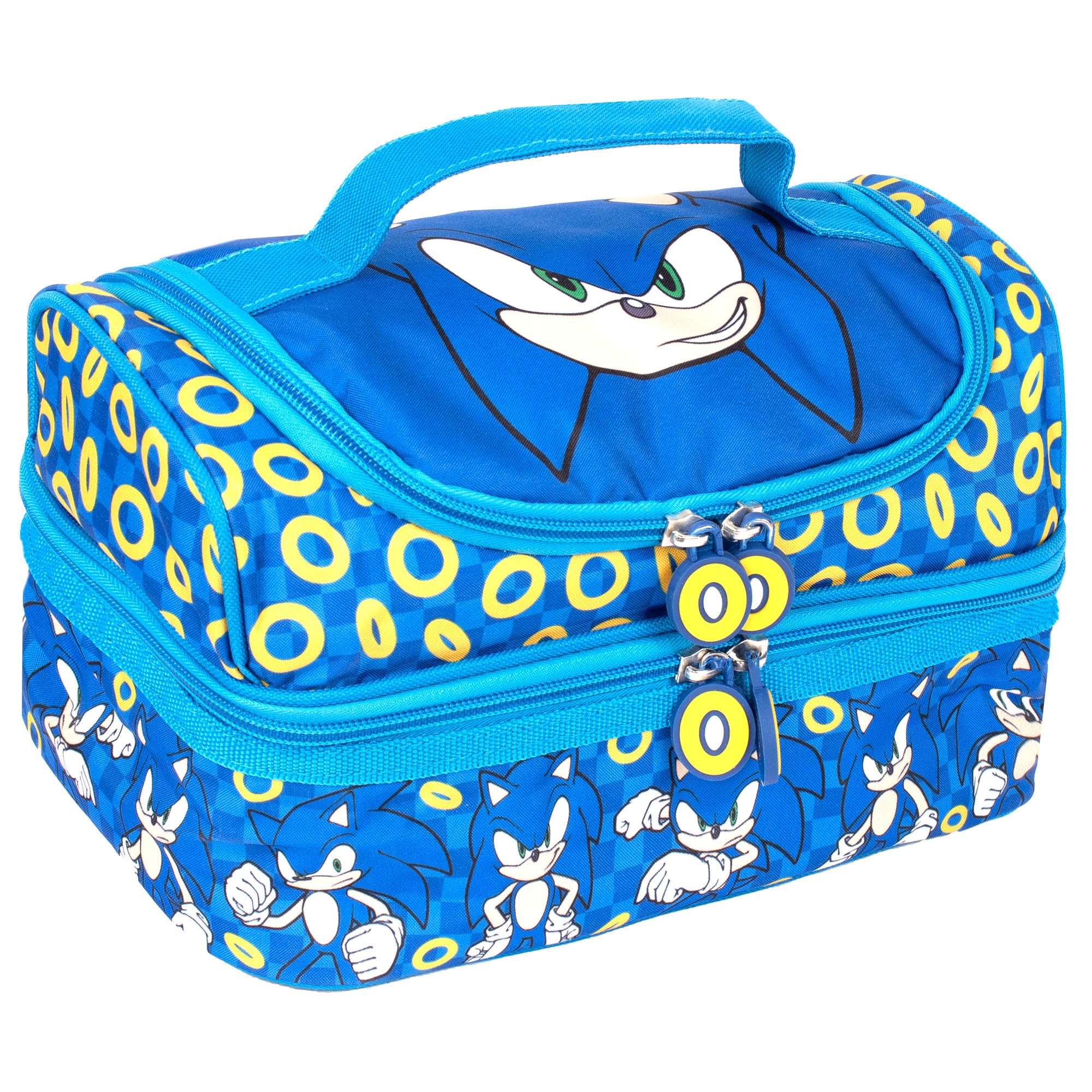 Sonic The Hedgehog Multi-Compartment Lunch Bag for Kids School Thermal Insulated Double Decker Food Carier for Boys