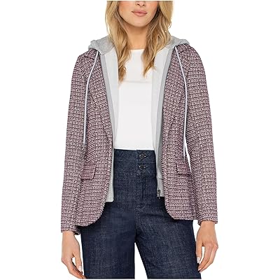 Liverpool Los Angeles Boyfriend Blazer W/ Removeable Hood wine multi