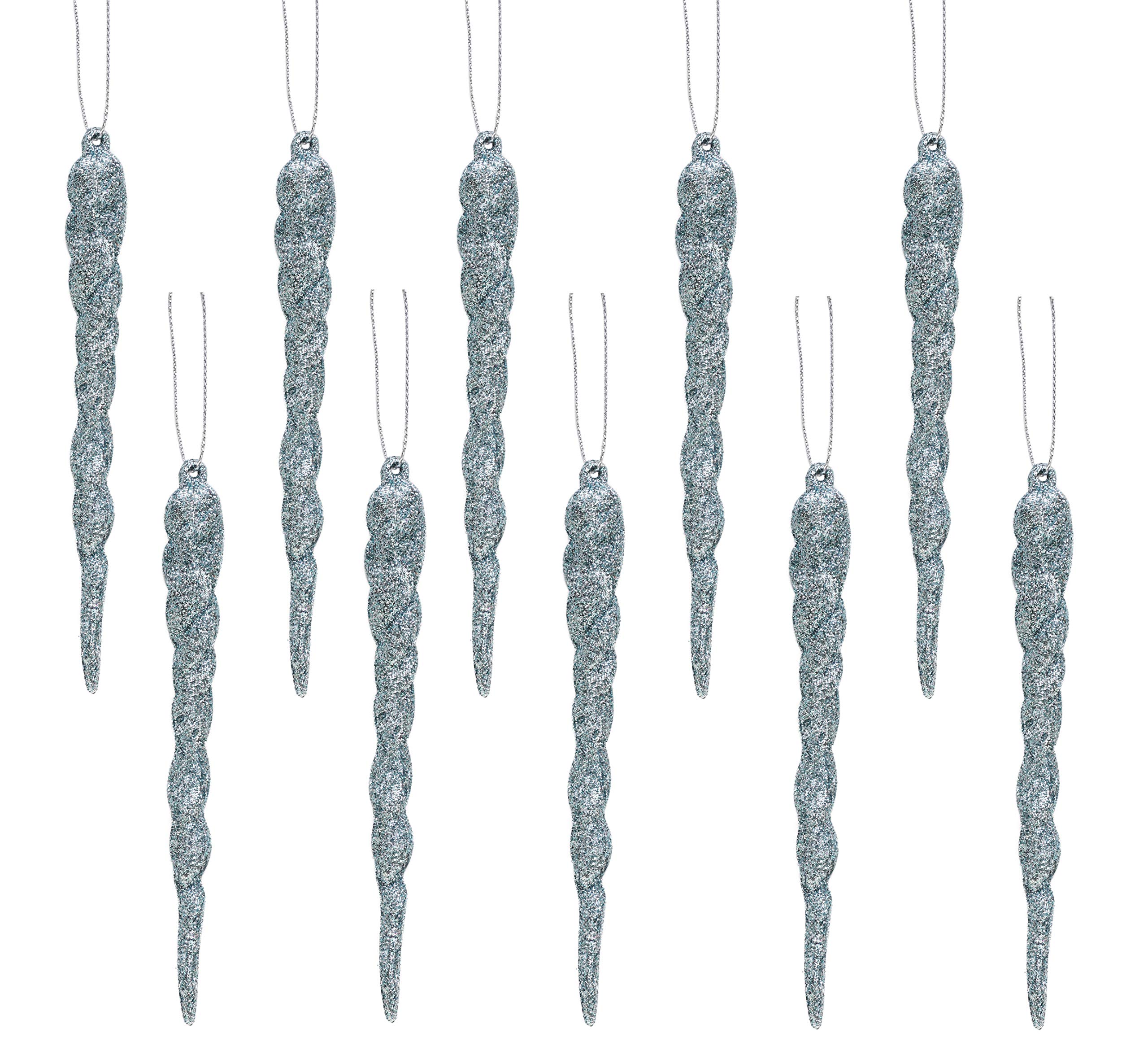 Christmas Concepts® 12cm Glitter Icicle Decorations Christmas Tree Trims (ICE BLUE, 10)
