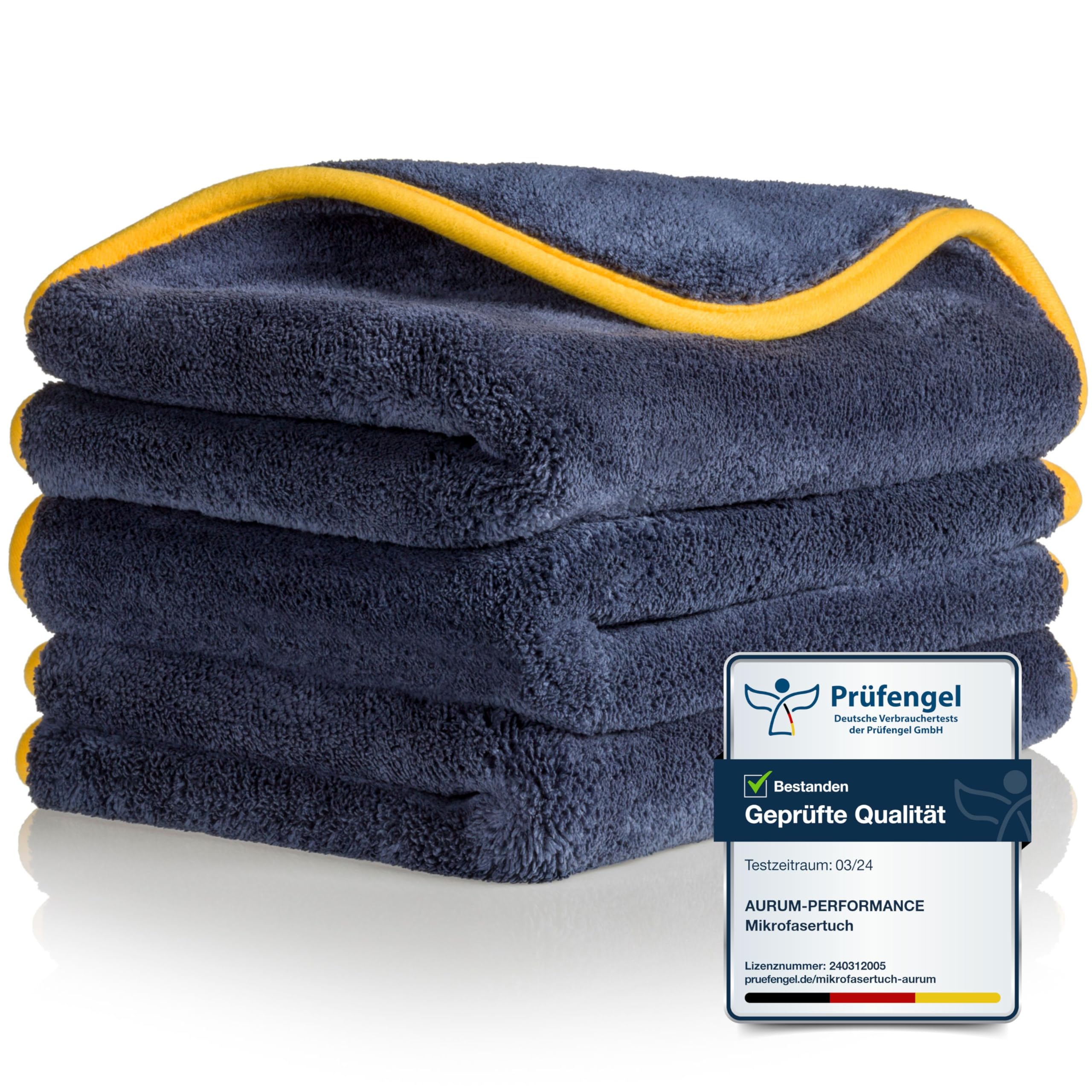 Aurum-Performance Microfasertücher zur professionellen Autopflege Dank 1200GSM und 50x40cm - Perfektes Microfasertuch als Trockentuch und Poliertuch mit hoher Saugkraft und Aufnahmekapazität