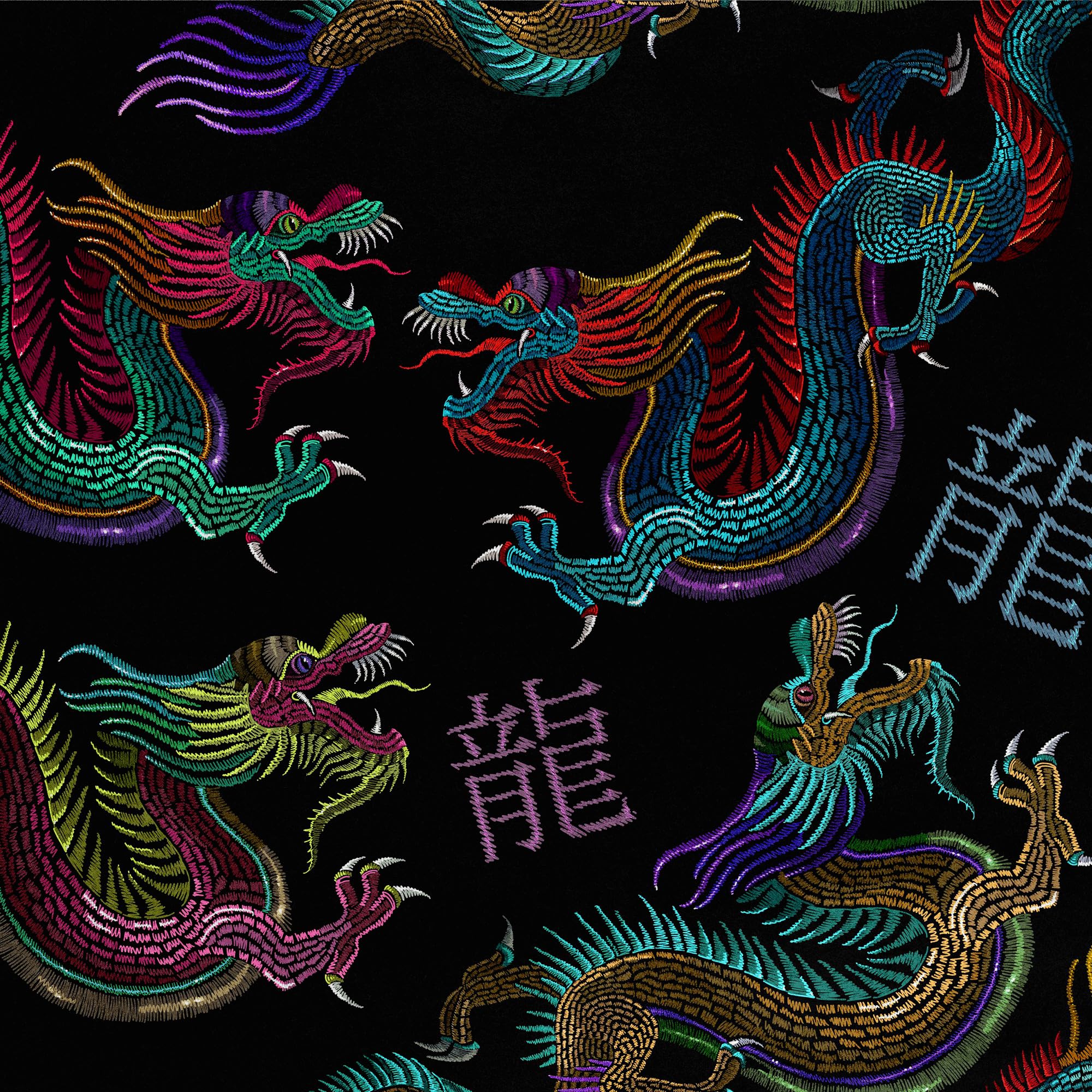 HEKO PANELS Tkanina velvet obiciowa drukowana, Smoki, 3 metry 140 x 300 cm