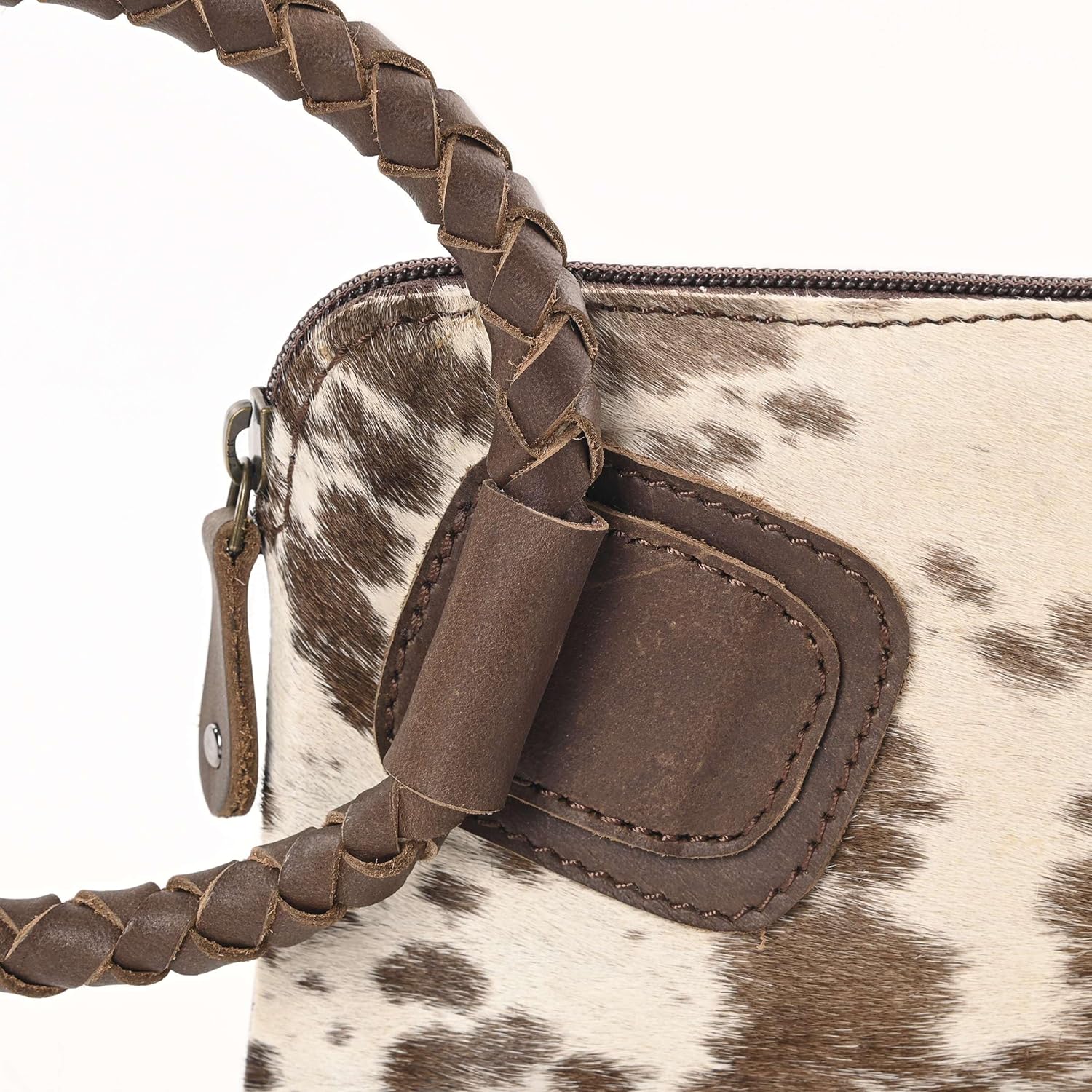 Merbaa Beauty Clutch - Elegant Handcrafted Cowhide Hairon and Leather Clutch with Comfortable Handles